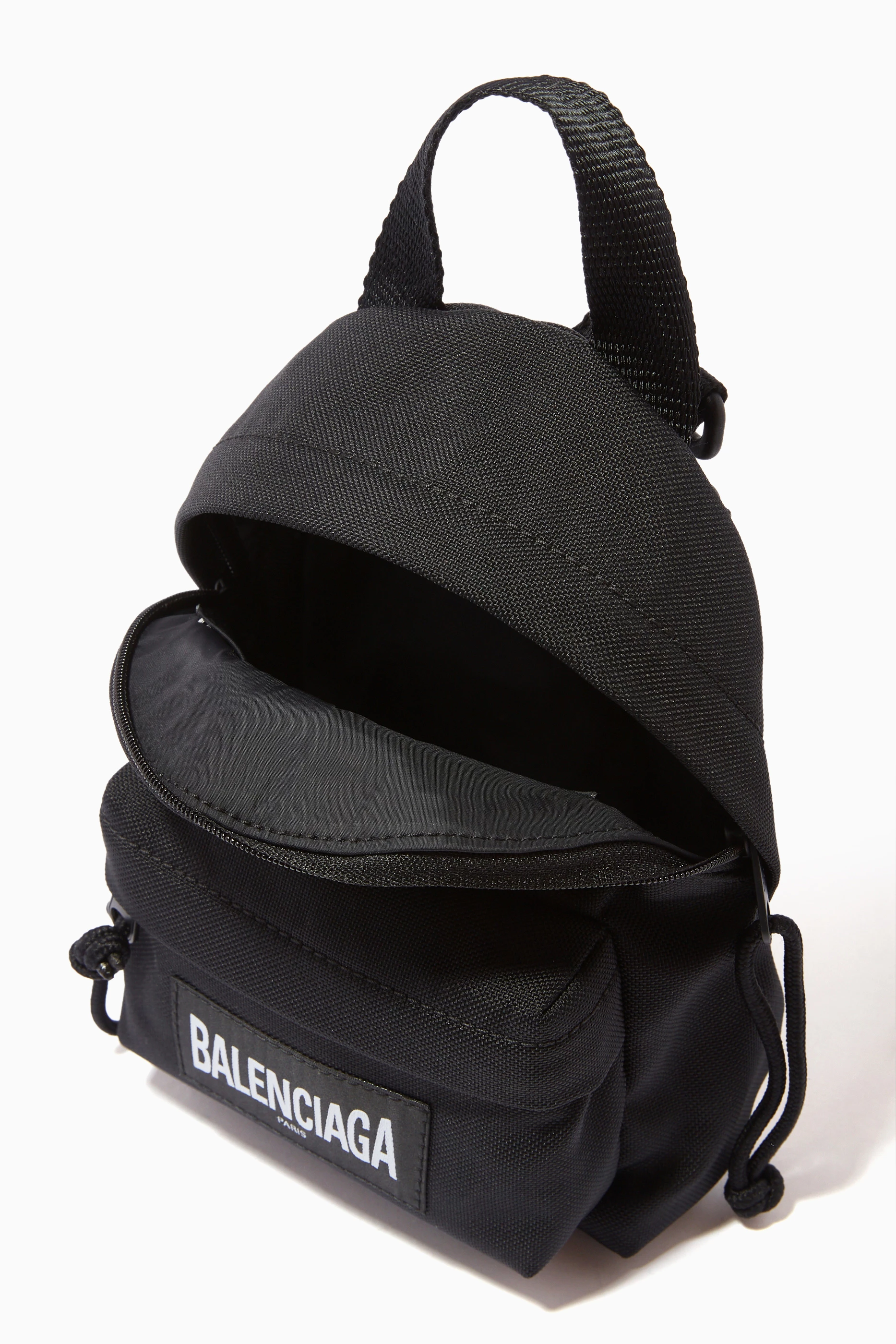 Buy Balenciaga Black Oversized Mini Backpack in Recycled Nylon for