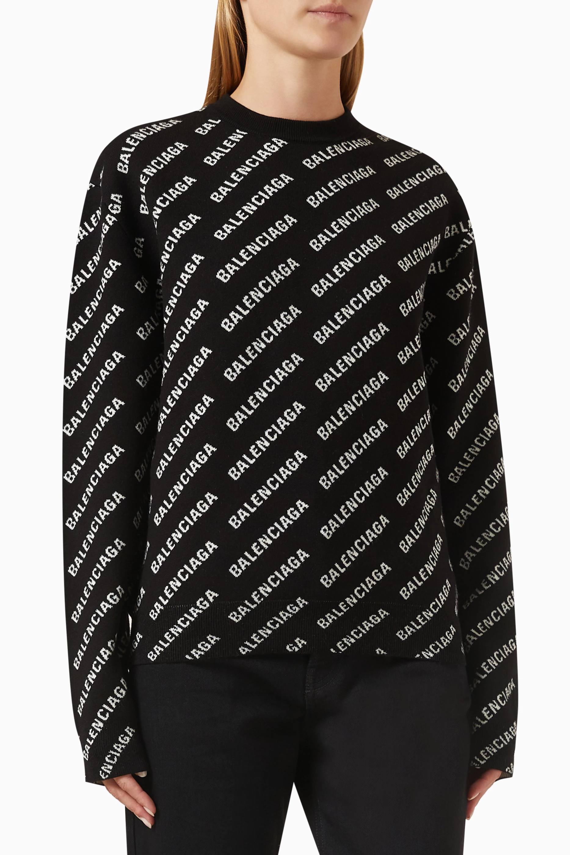 Balenciaga black logo sweater best sale