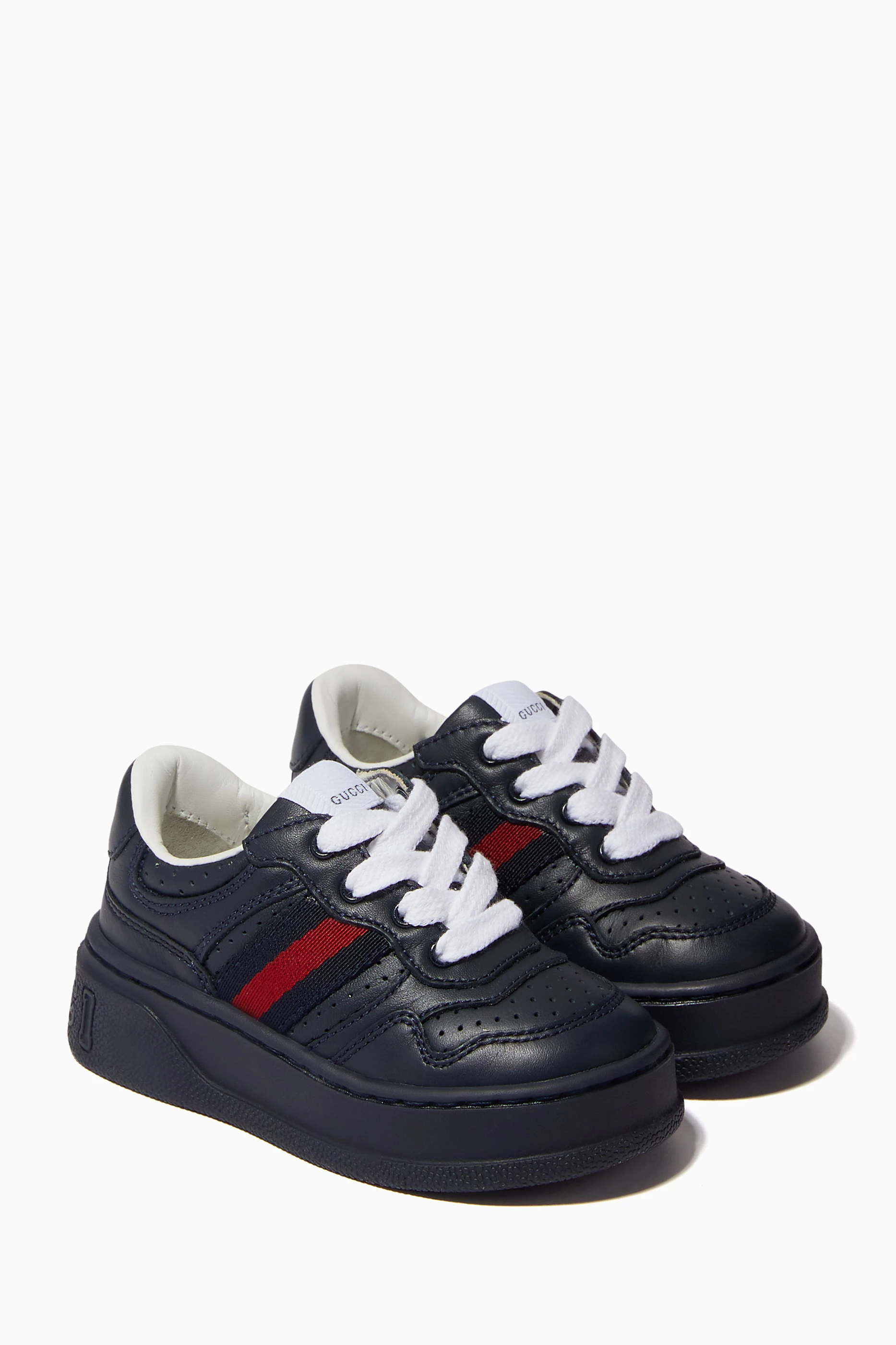 Buy Gucci Blue Chunky Web Sneakers in Leather for Boys in Saudi