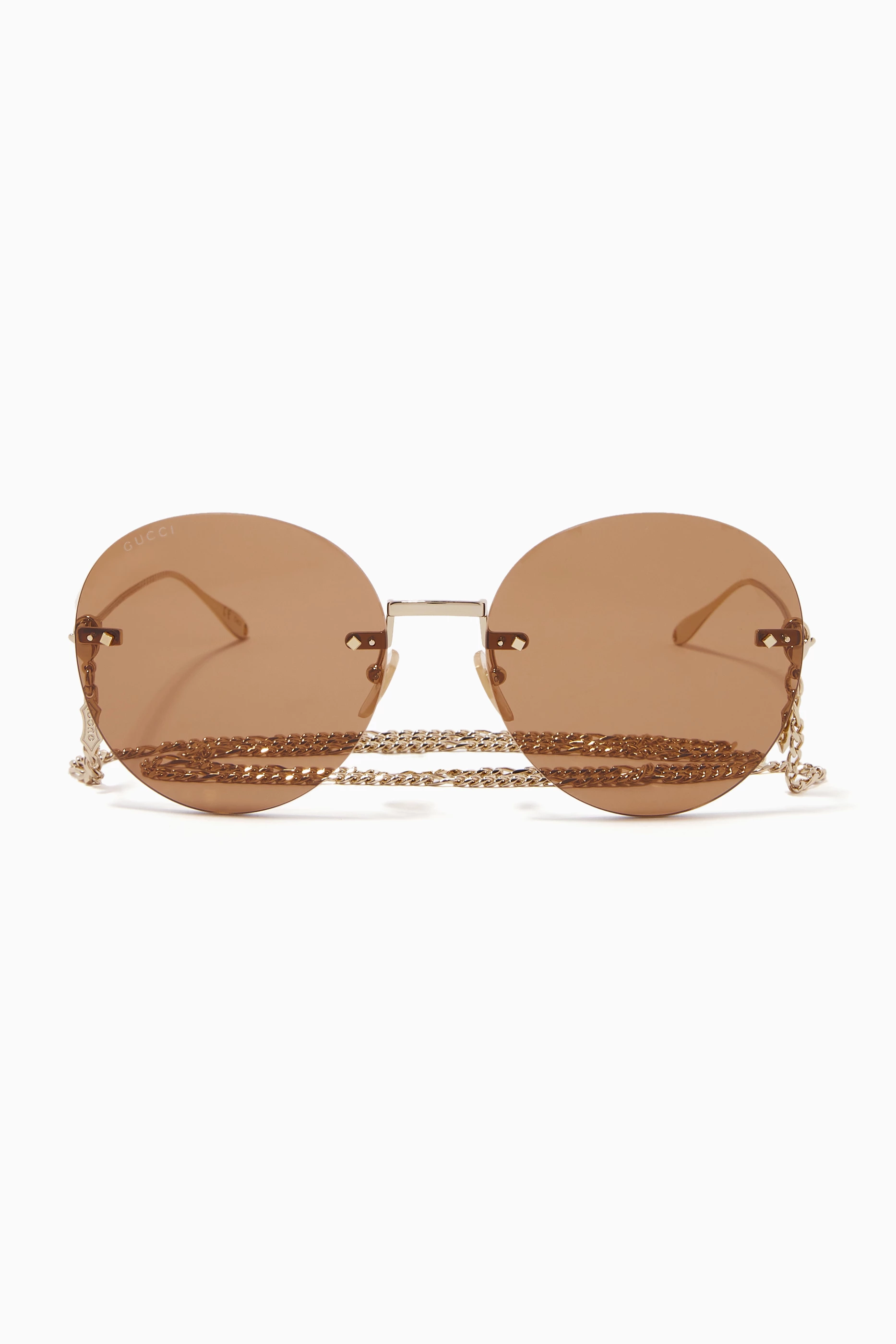 Gucci round rimless sunglasses best sale