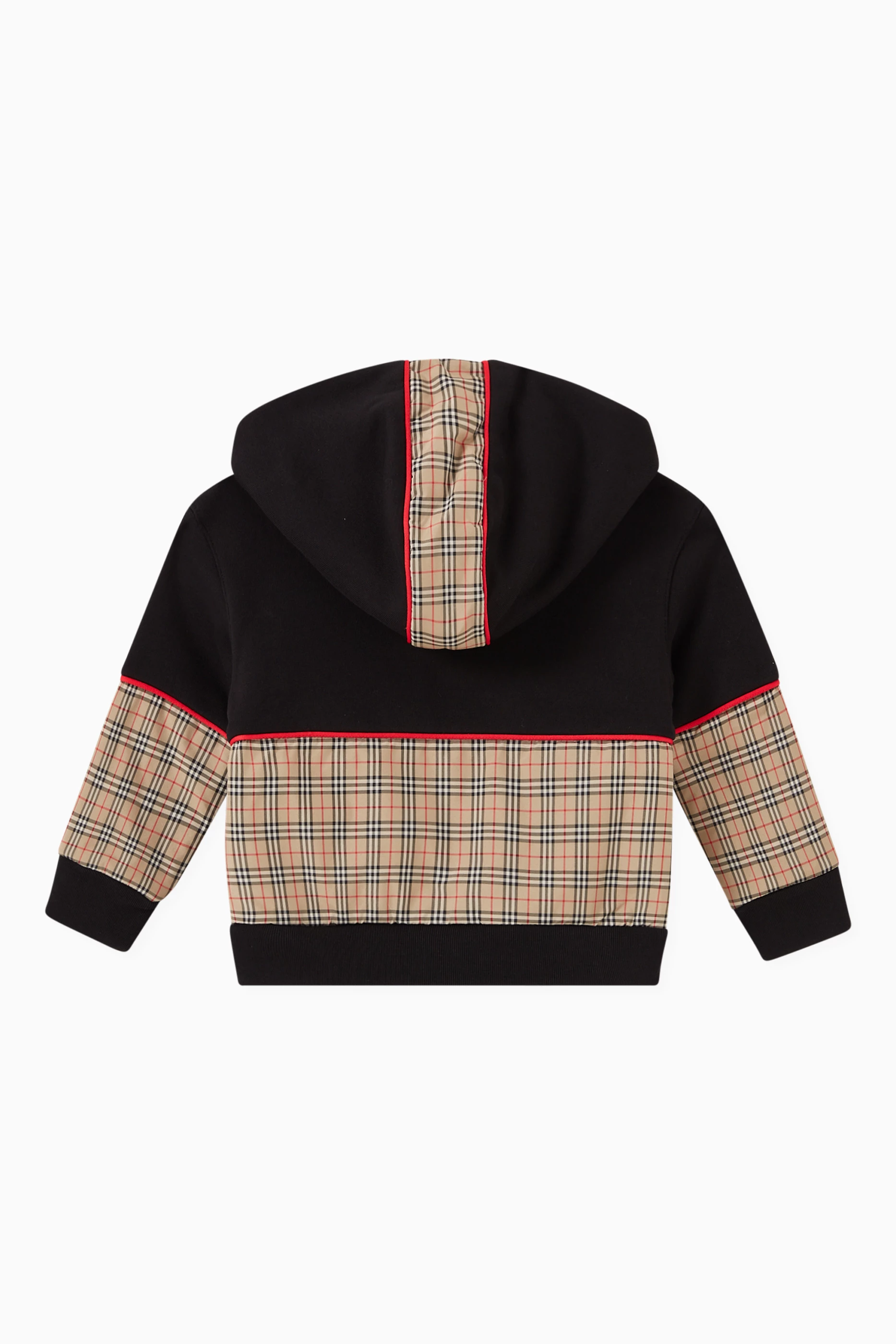 Buy Burberry Black Jonah Check Print Hoodie in Cotton for Baby