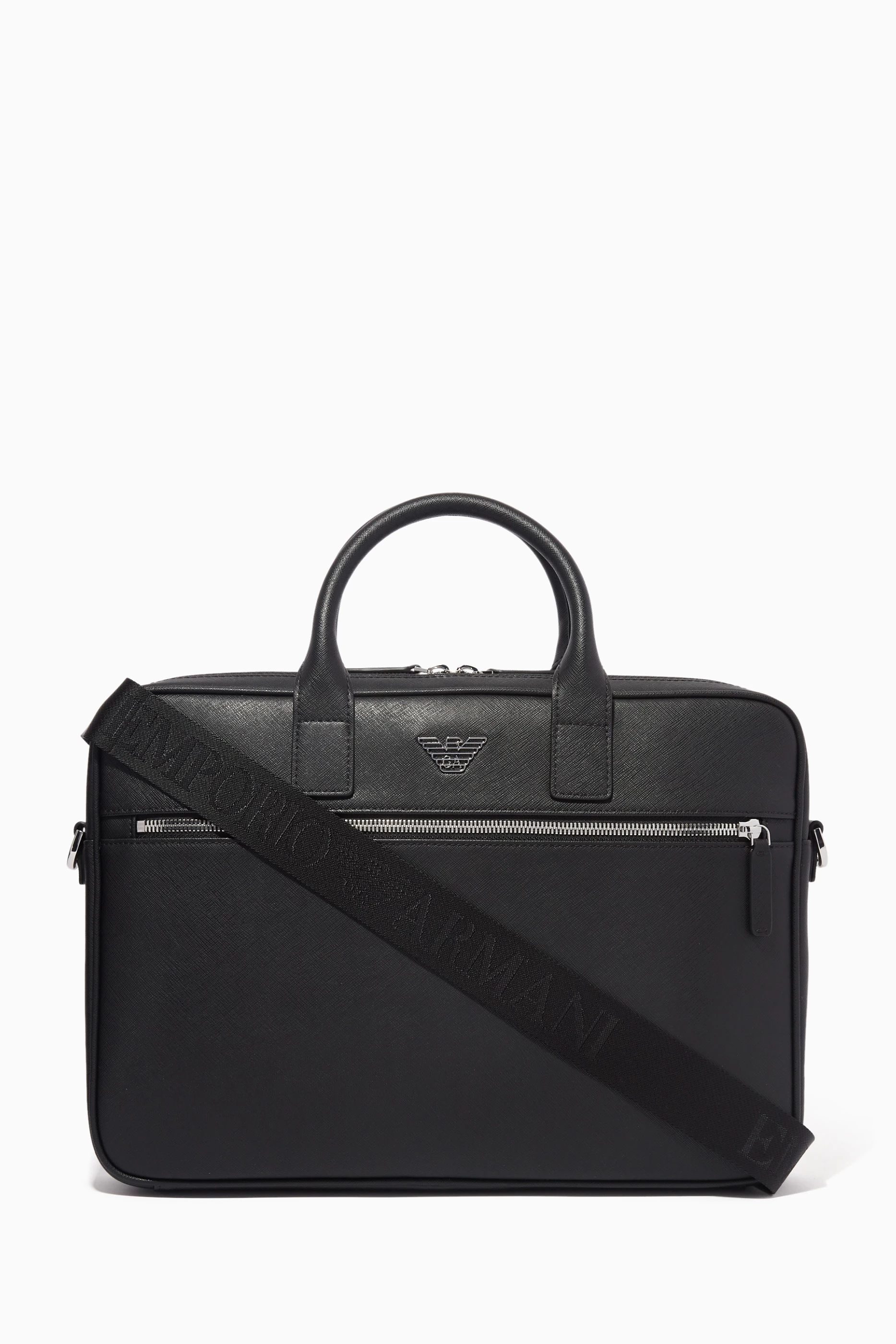 Armani leather laptop bag online