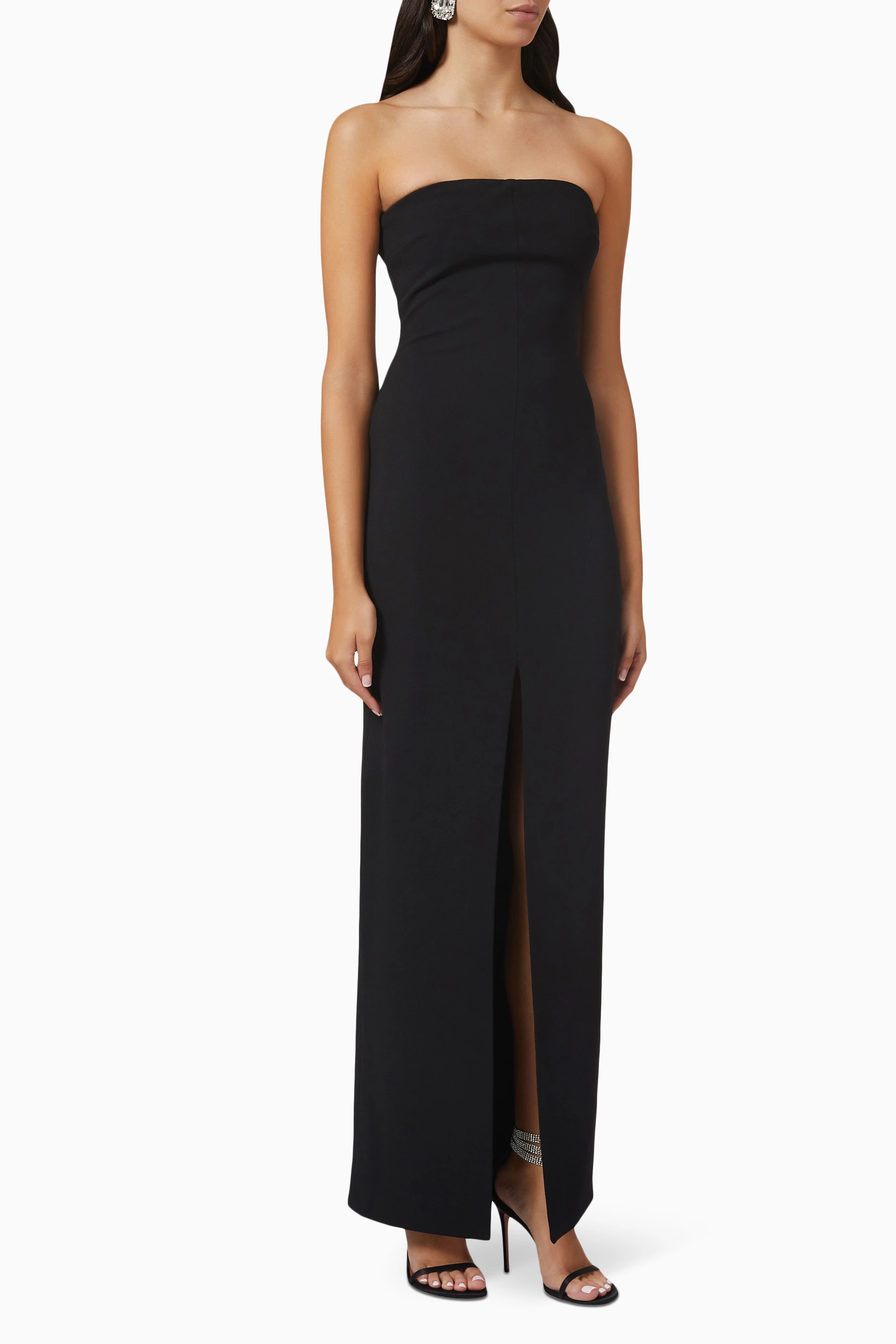 Buy Solace London Black Bysha Maxi Dress in Stretch Cr pe for