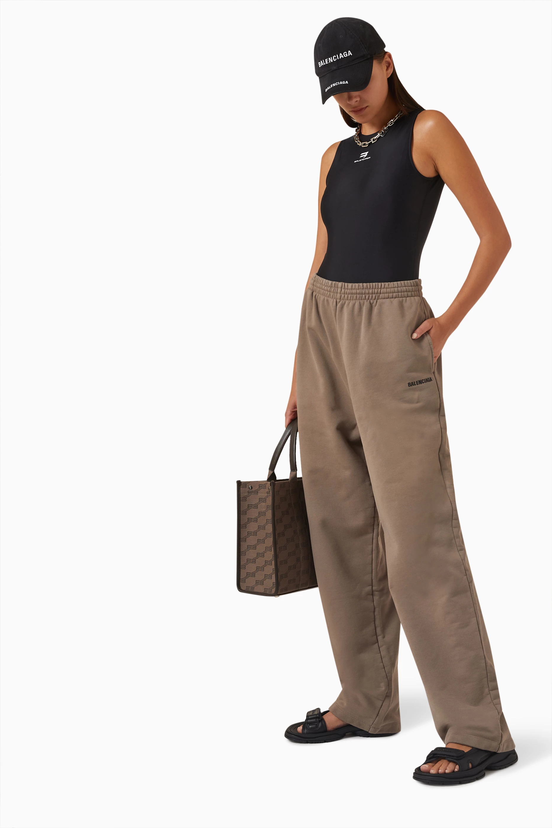Balenciaga pants womens hotsell brown