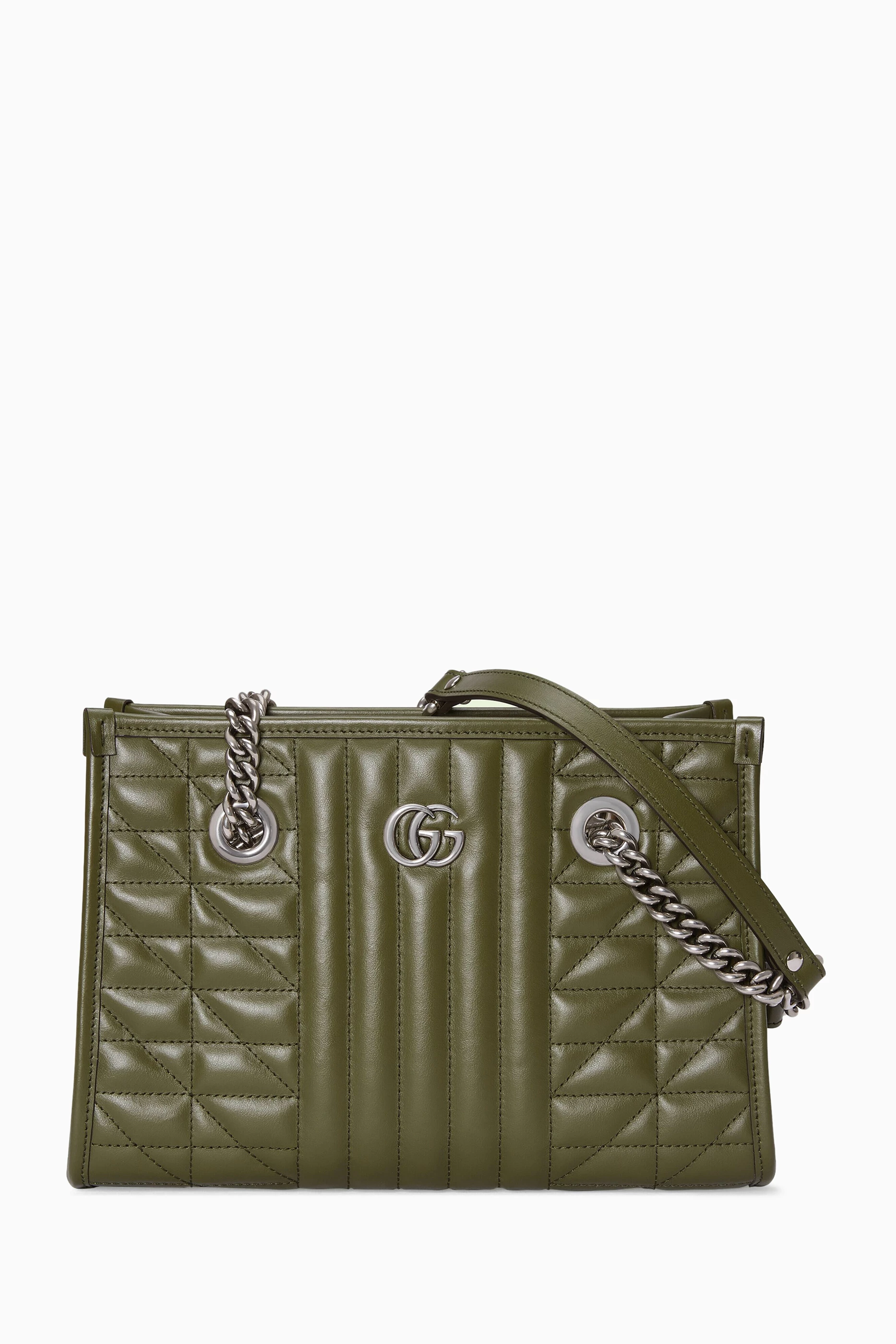 Buy Gucci Green Small GG Marmont Tote Bag in Matelass Quilted