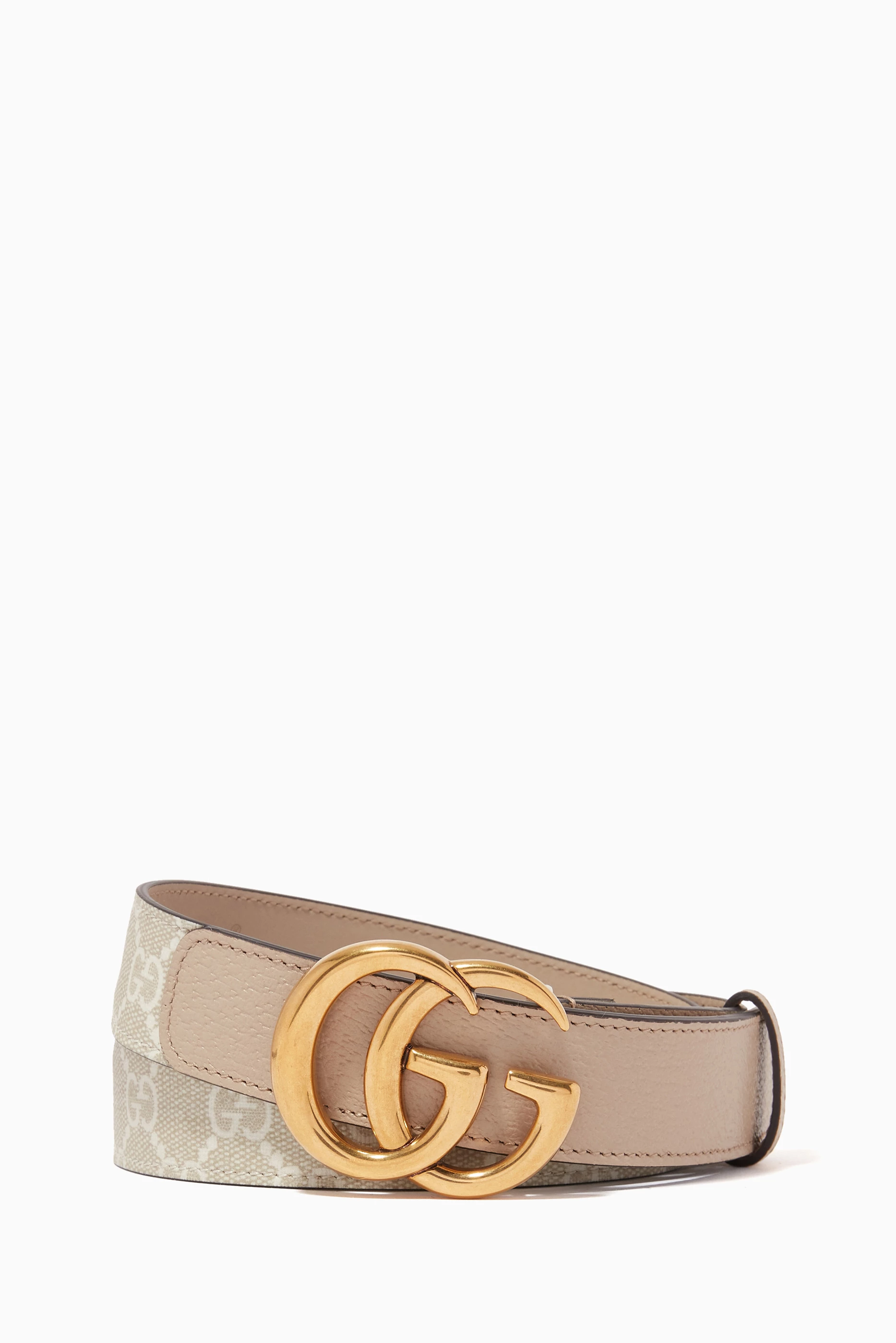 Buy Gucci Neutral GG Marmont Wide Belt in Supreme Canvas Leather