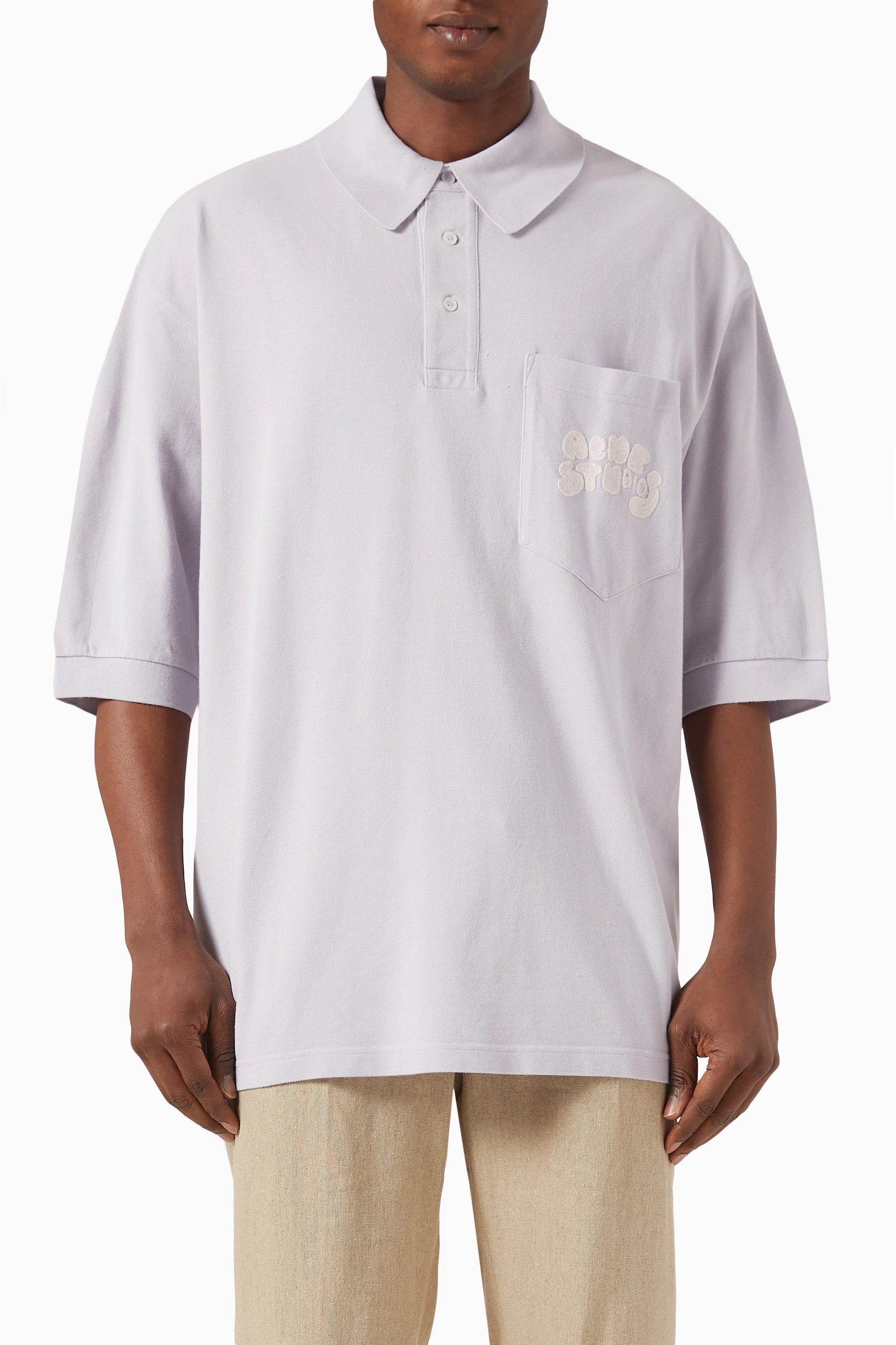 Buy Acne Studios Purple Bubble Logo Polo Shirt in Organic Cotton