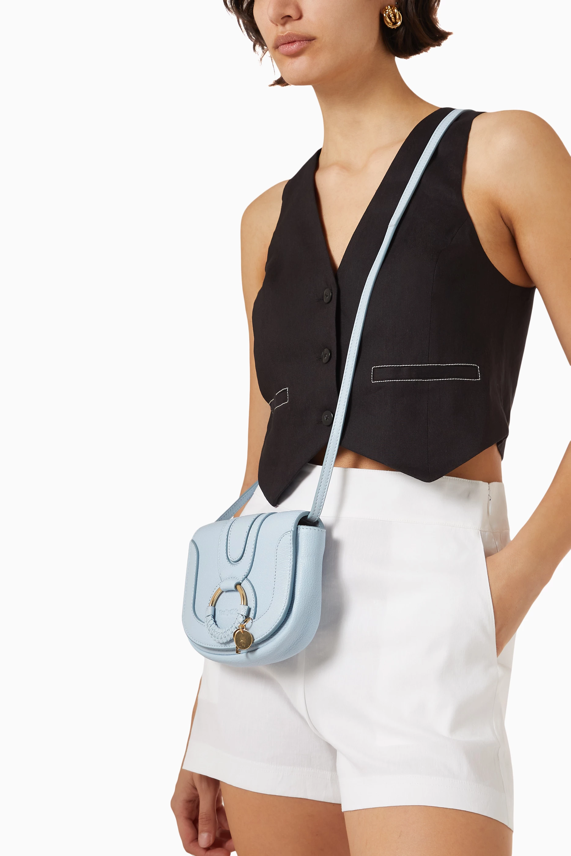 Buy See By Chlo Blue Mini Hana Crossbody Bag in Leather for Women