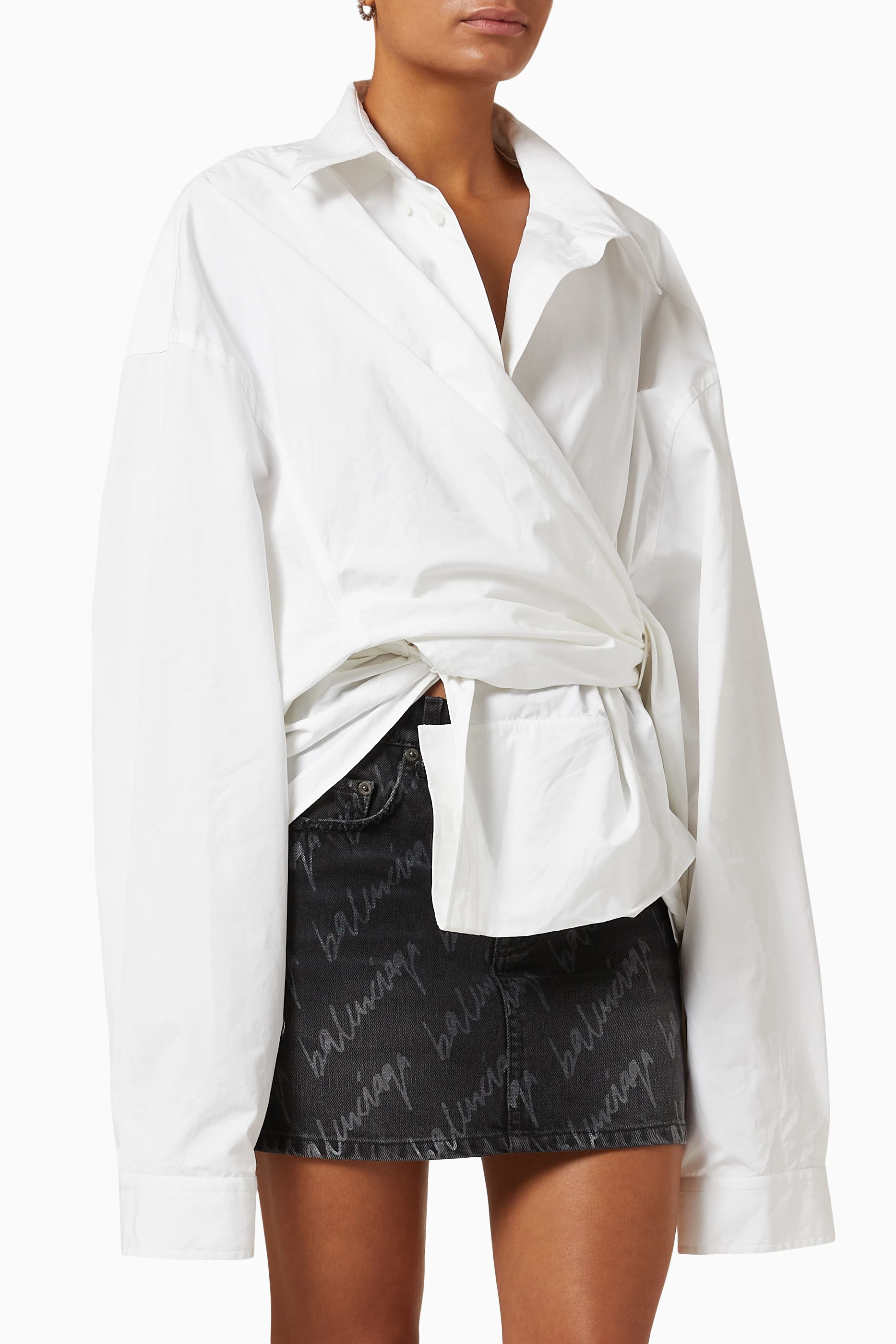 Balenciaga oversized wrap shirt - White