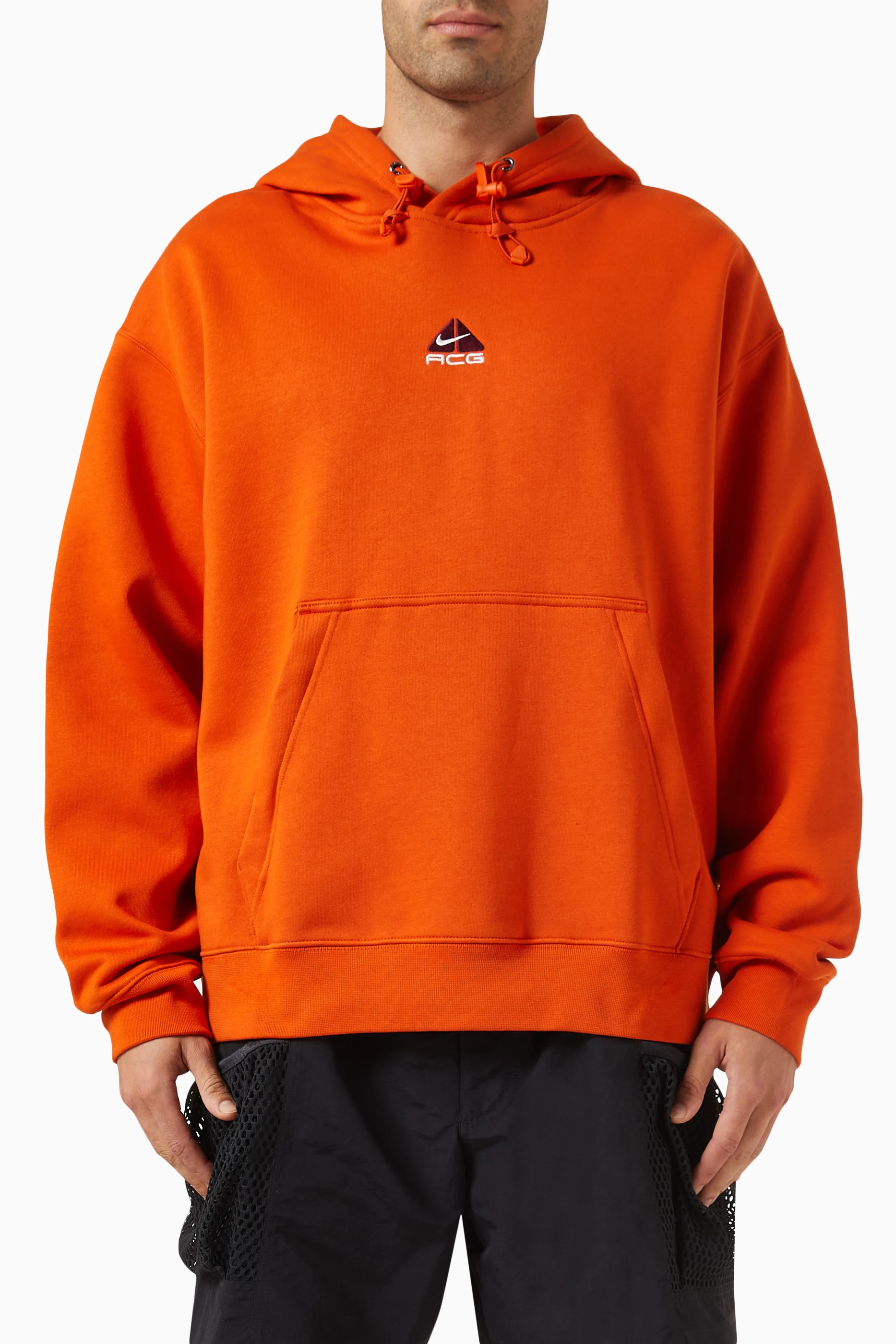 Buy Nike Orange ACG Therma FIT Hoodie in Organic Cotton blend for