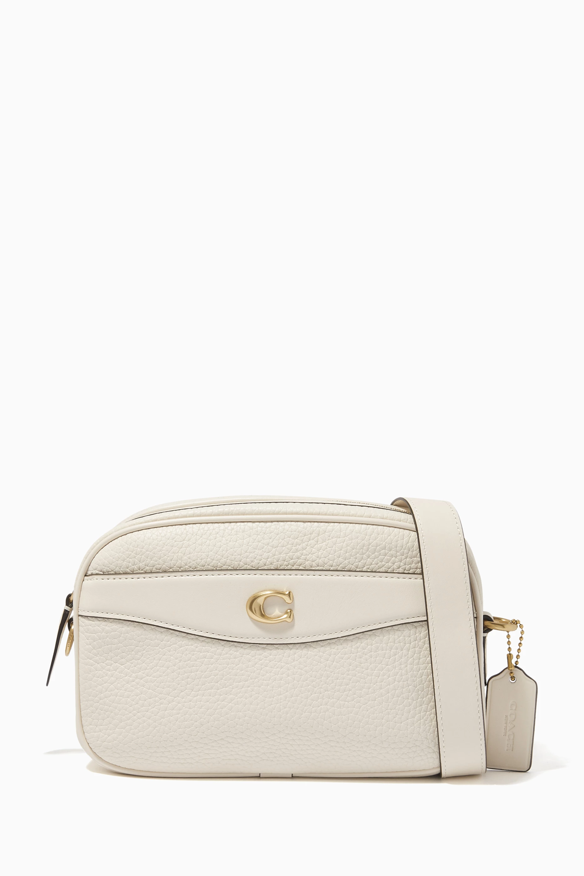 Buy Coach White Logo Camera Bag in Pebbled Leather for Women in