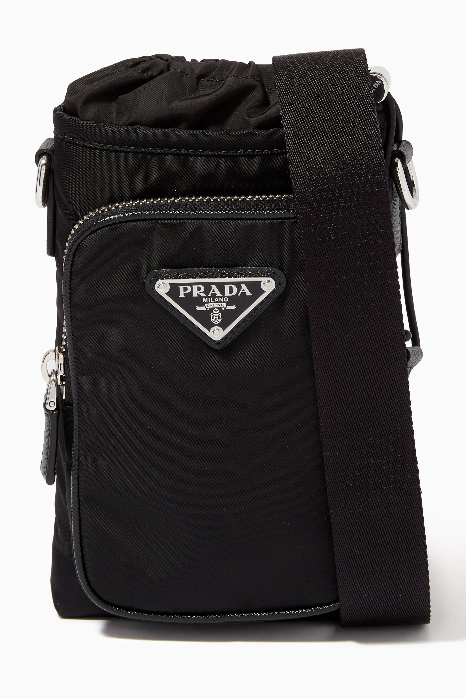 PRADA Re-Nylon Tessuto Saffiano Smartphone Case Crossbody Black