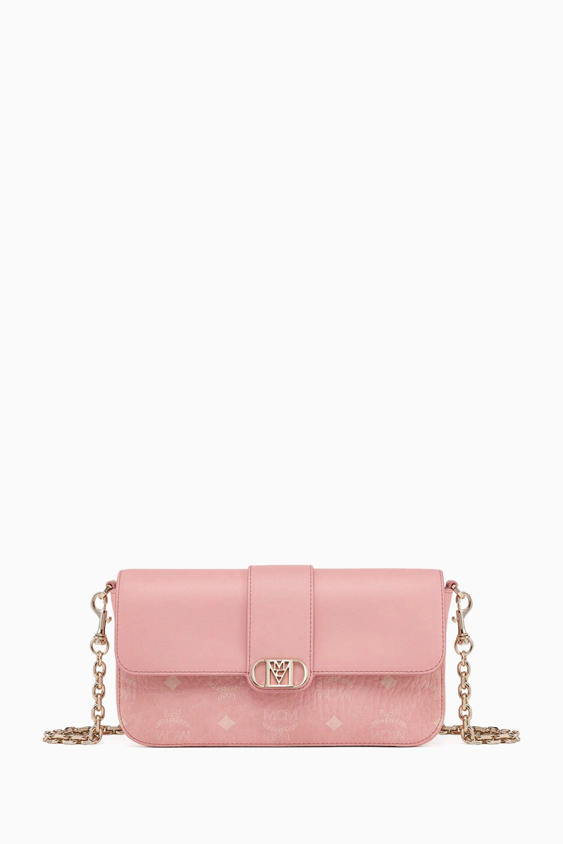 Pink mcm hotsell shoulder bag