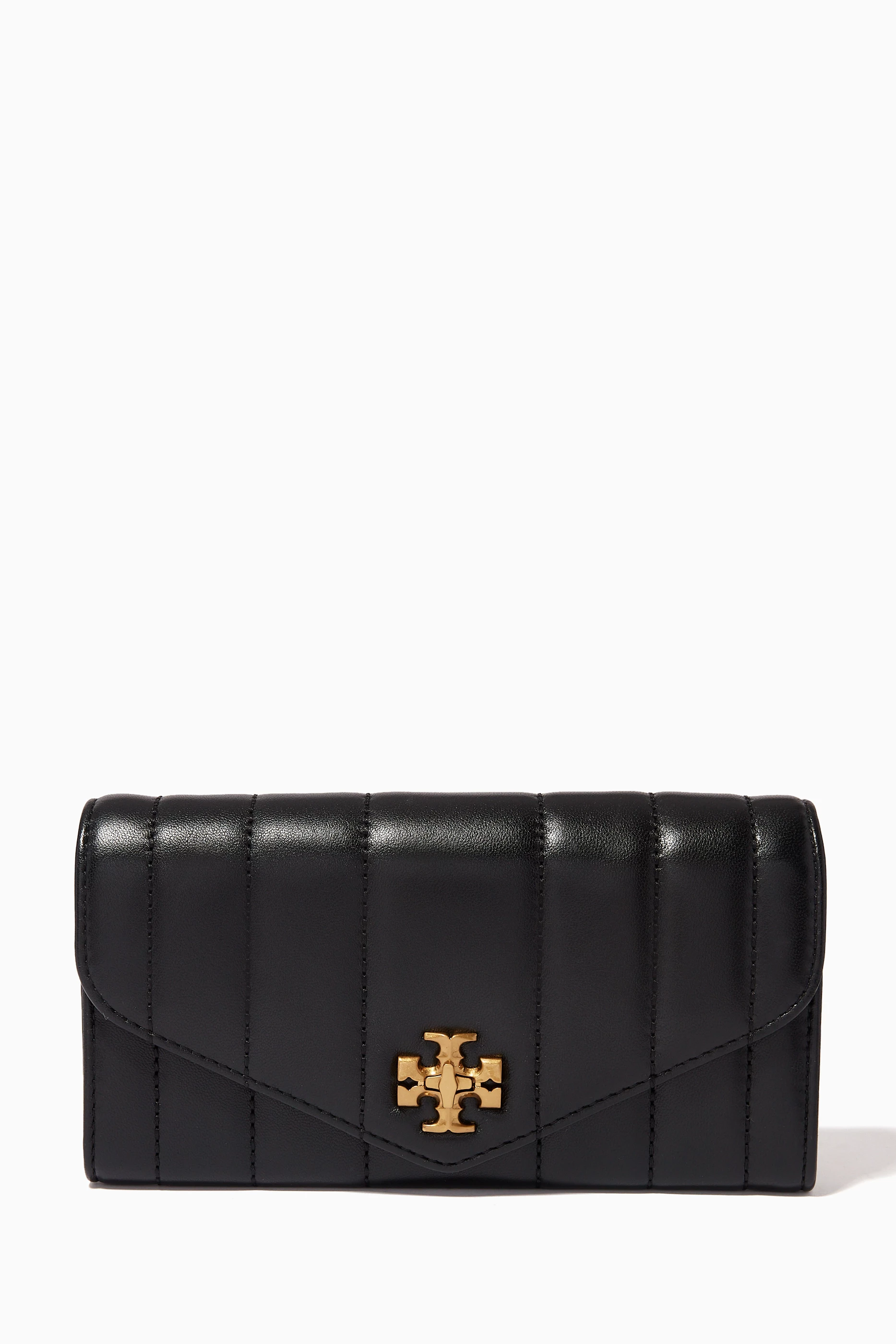 Buy Tory Burch Black Kira Envelope Wallet in Quilted Leather ...