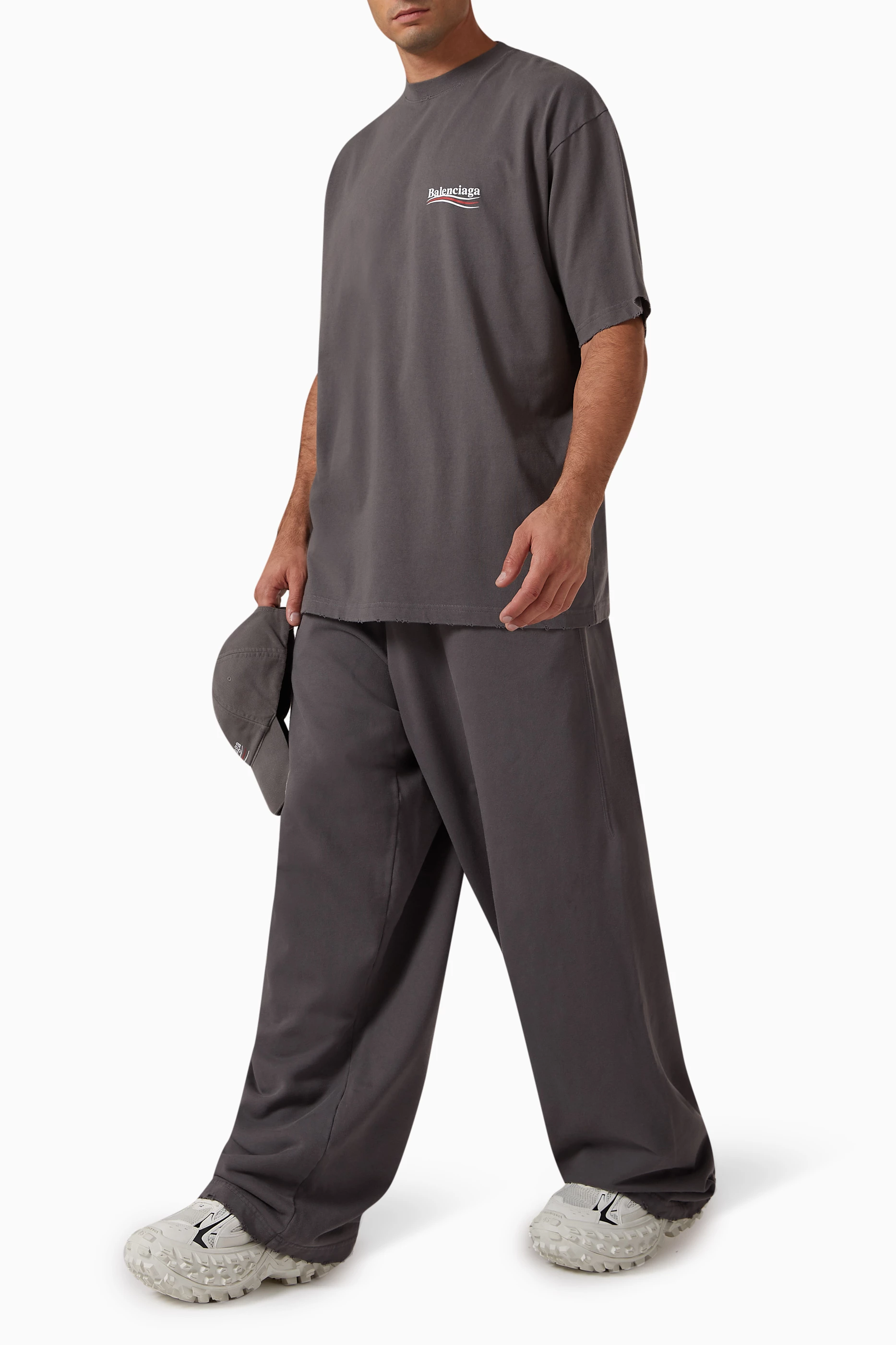 Buy Balenciaga Grey Political Campaign Large Fit Sweatpants in