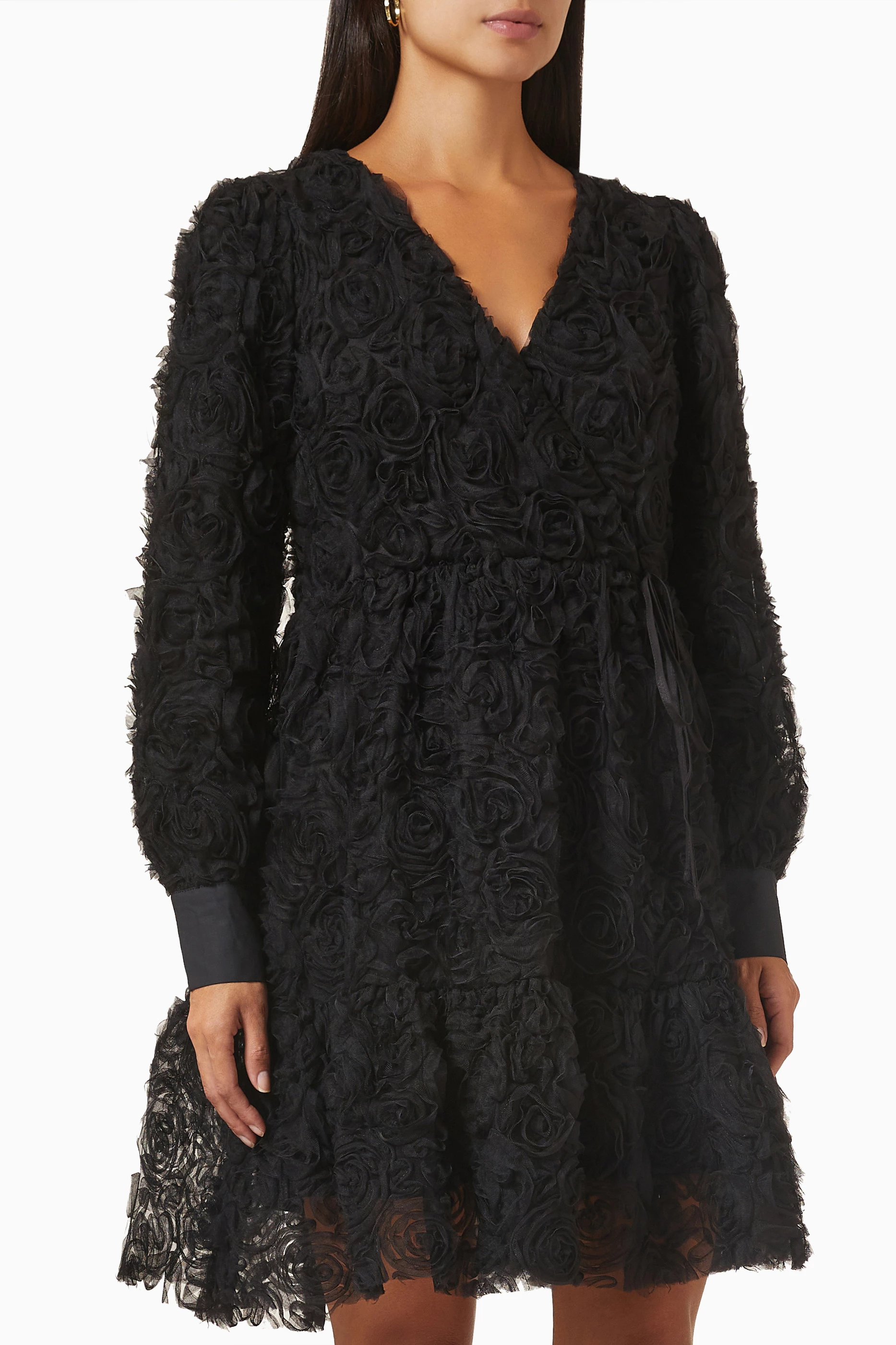 Buy Y.A.S Black Yasflowerlyblock Wrap Mini Dress for Women in