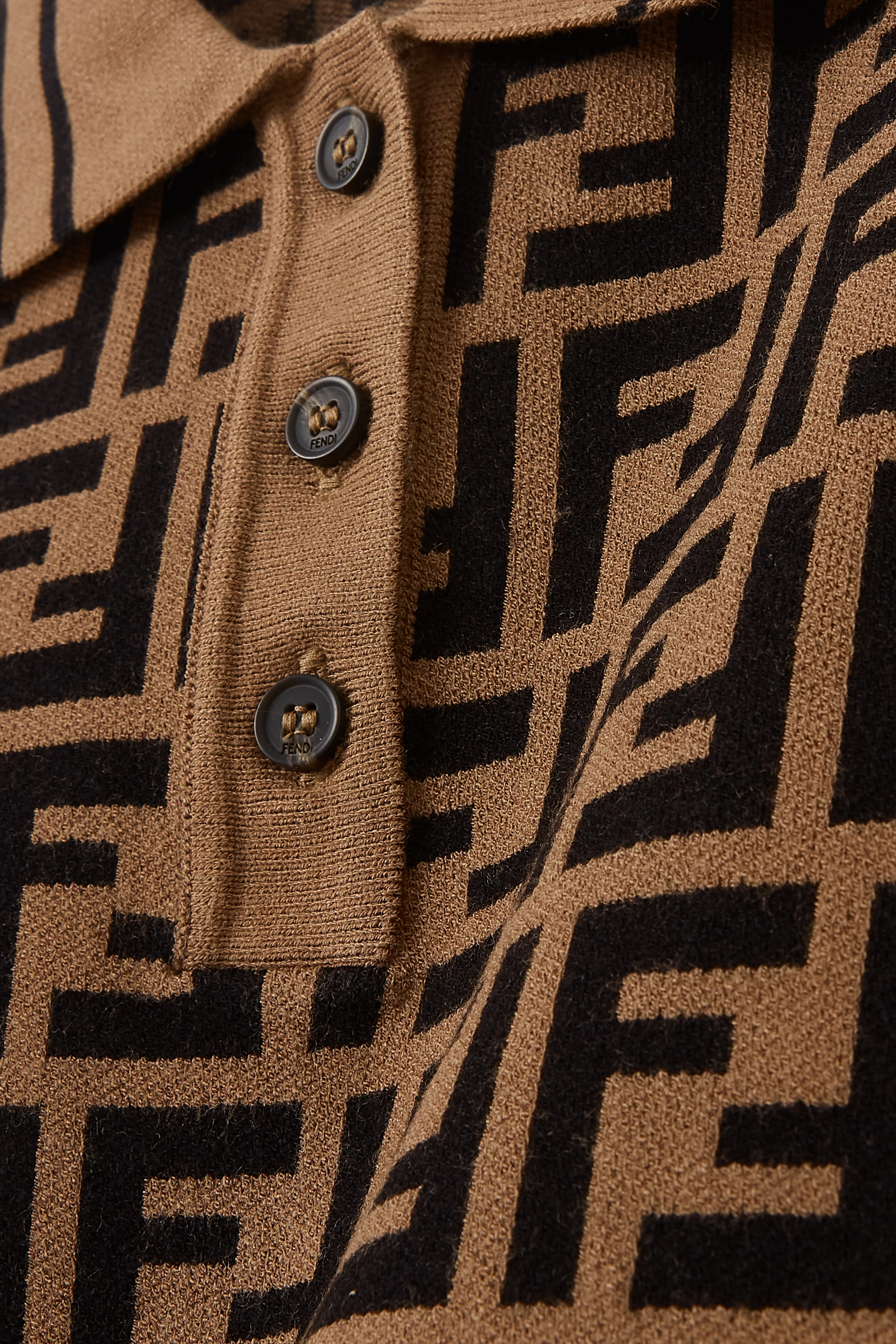 Buy Fendi Brown Logo Polo Shirt in Viscose blend for Boys in Saudi