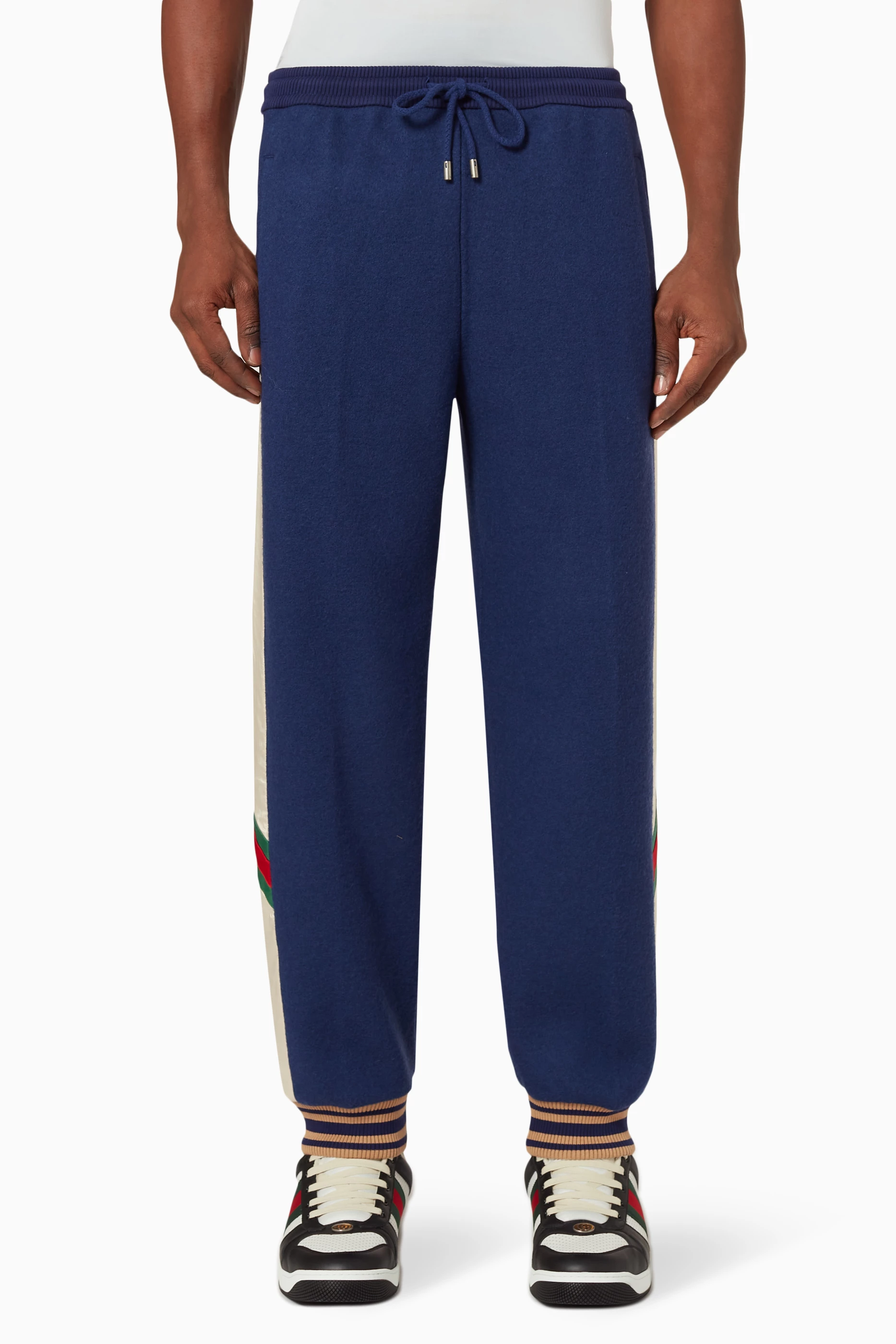 Buy Gucci Blue Interlocking G Jogging Pants in Wool jersey for Men
