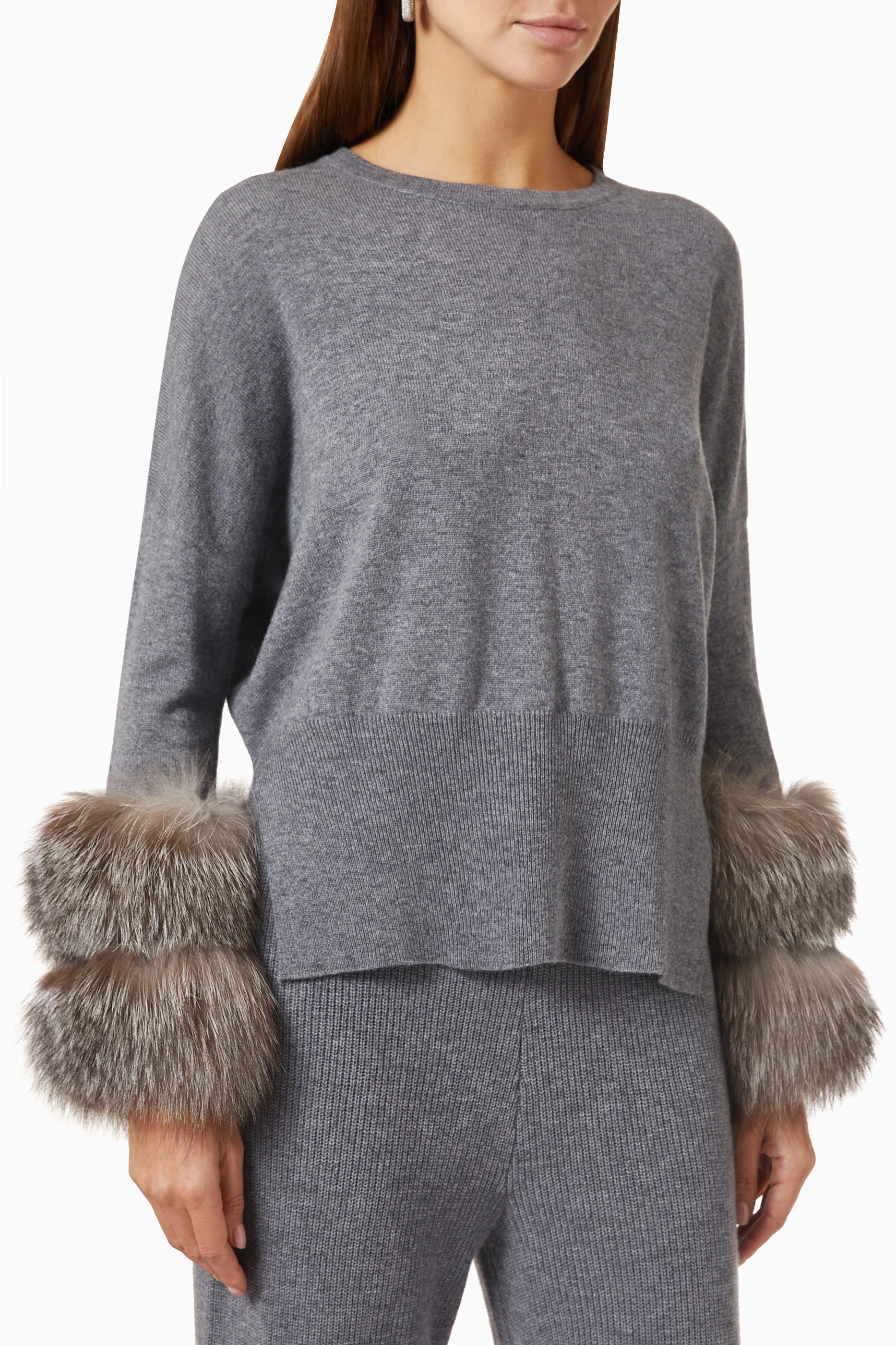 Fur sale cuff sweater