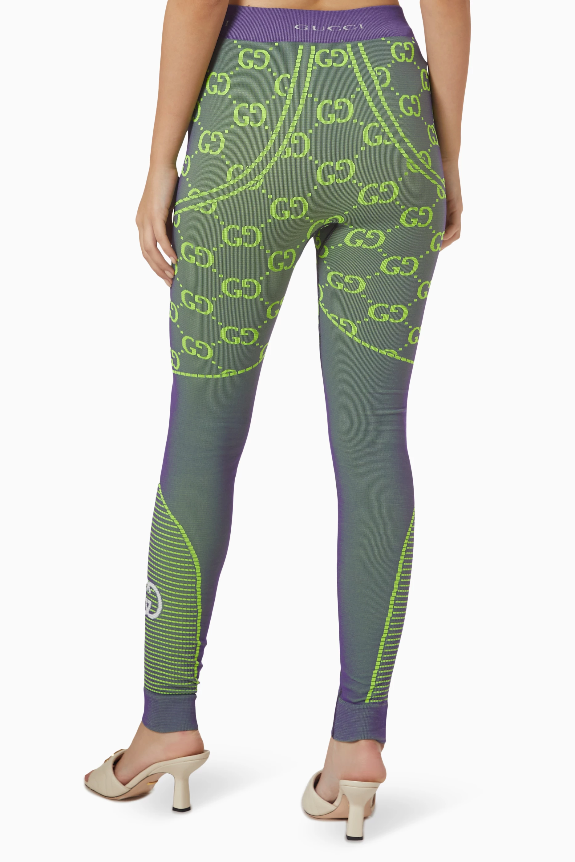 Buy Gucci Blue GG Monogram Leggings in Jacquard Jersey for Women