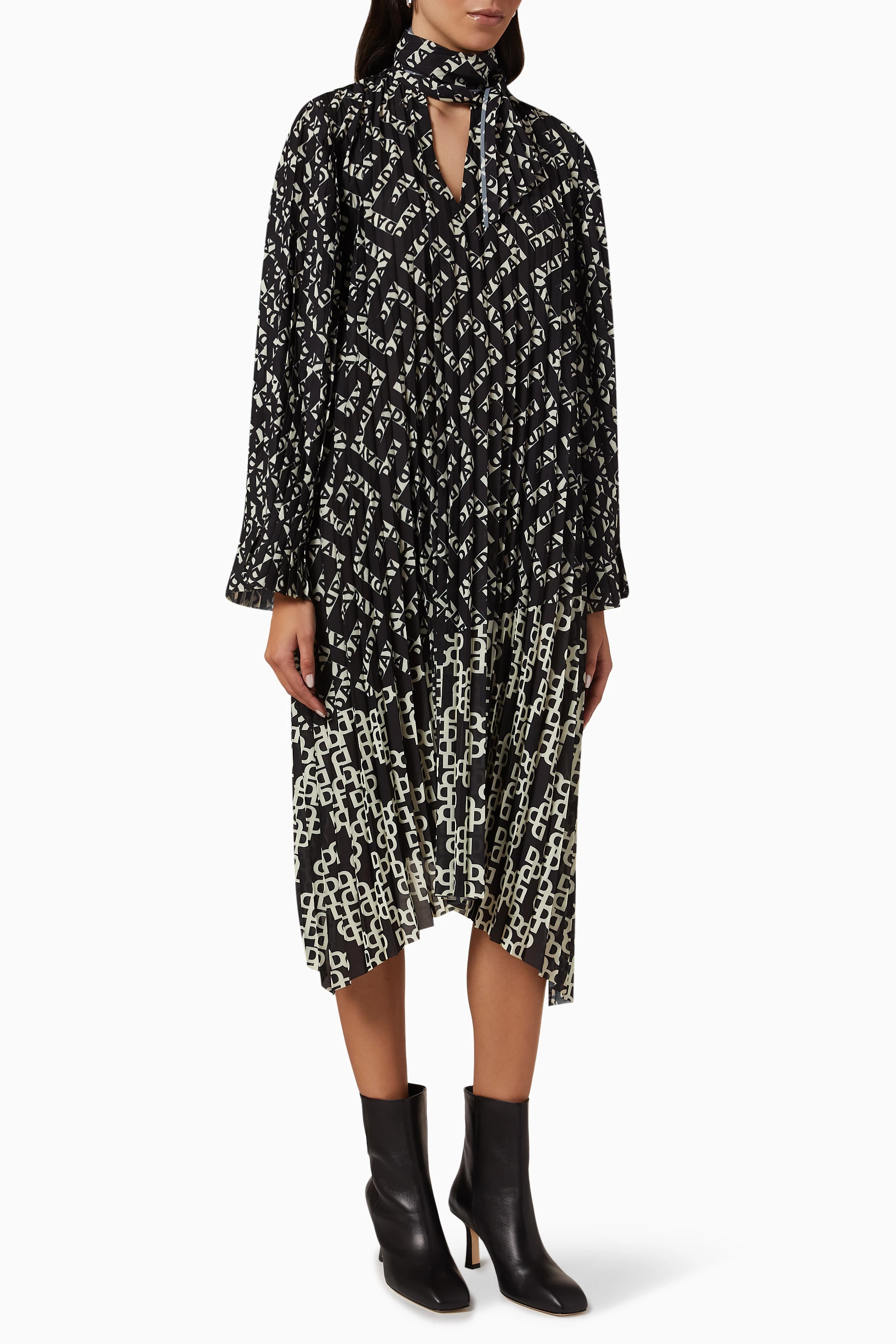 Topshop houndstooth pleat midi skater dress clearance