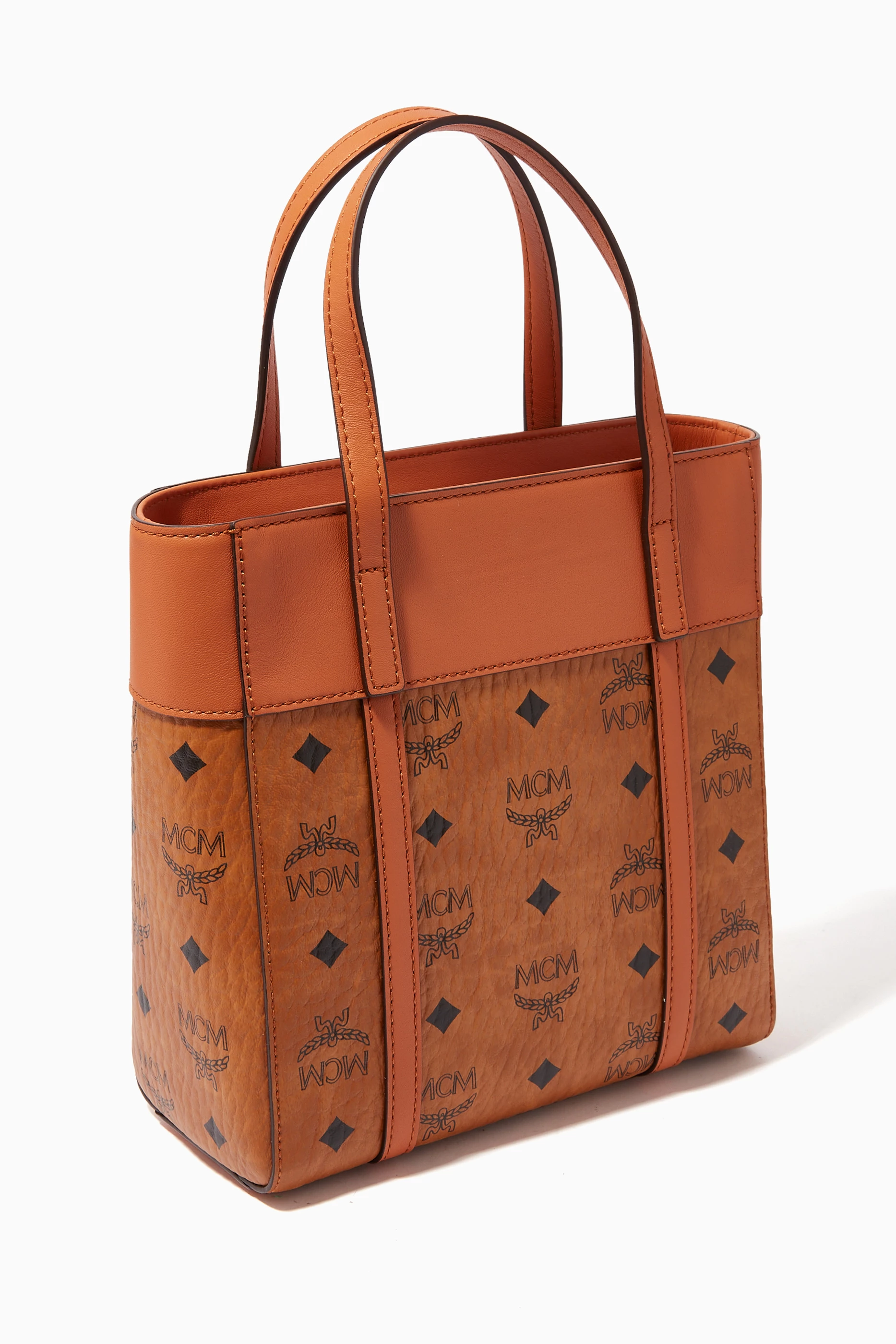 Buy MCM Brown Mini Aren Shopper in Visetos for Women in Saudi Ounass