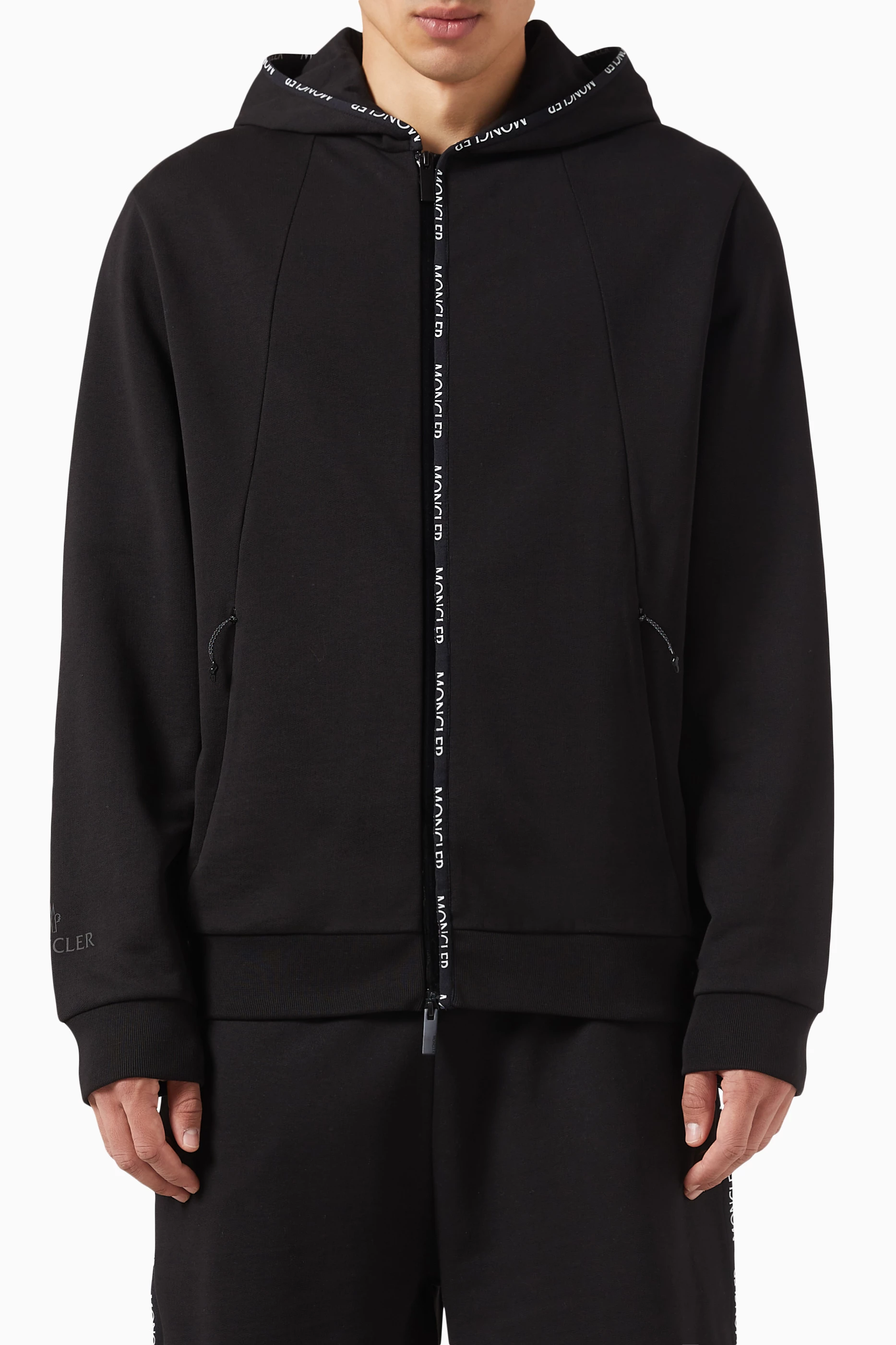 Moncler black top zip hoodie