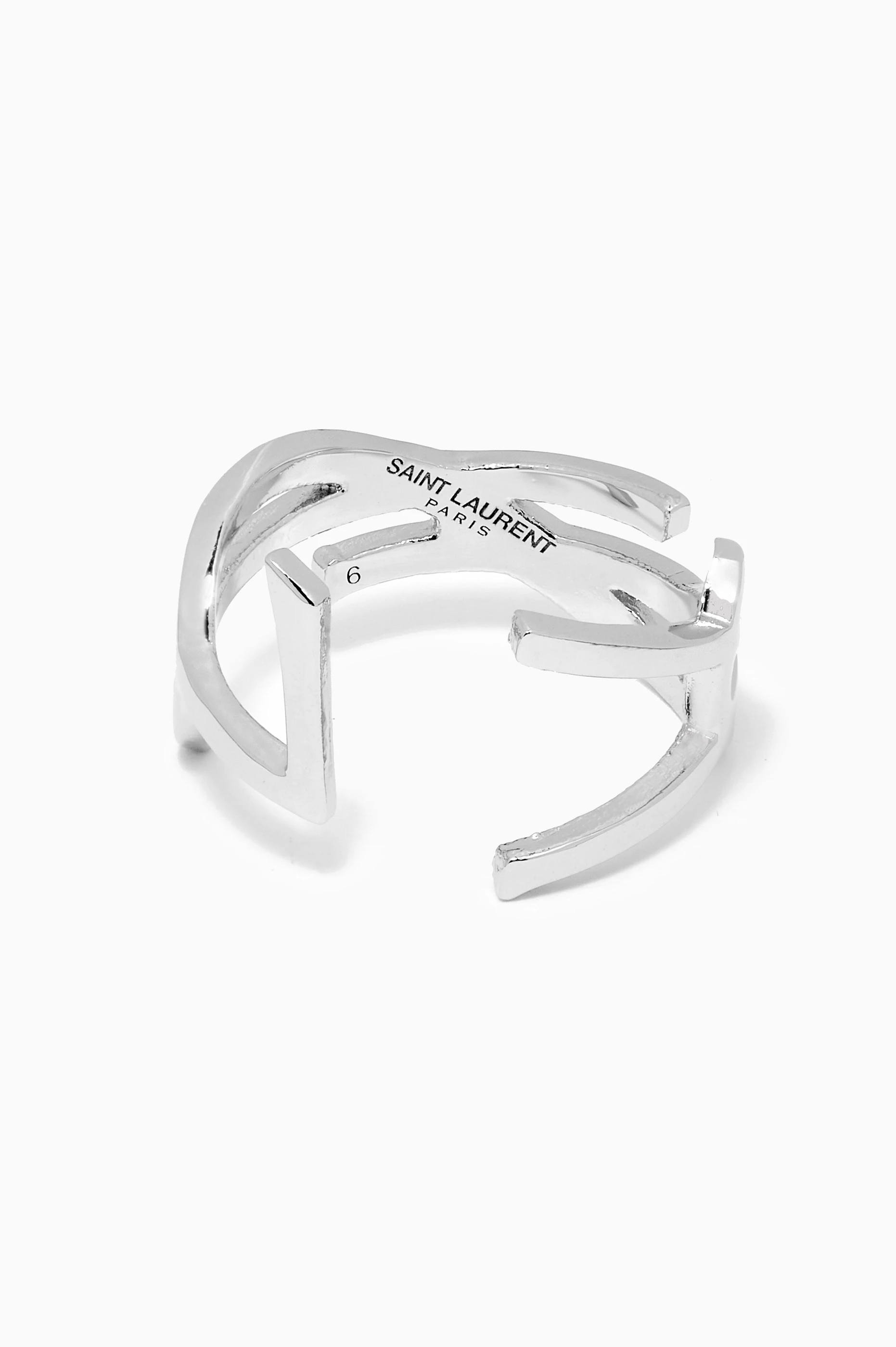 Buy SAINT LAURENT Silver Opyum Twist Ring in Metal for UNISEX in