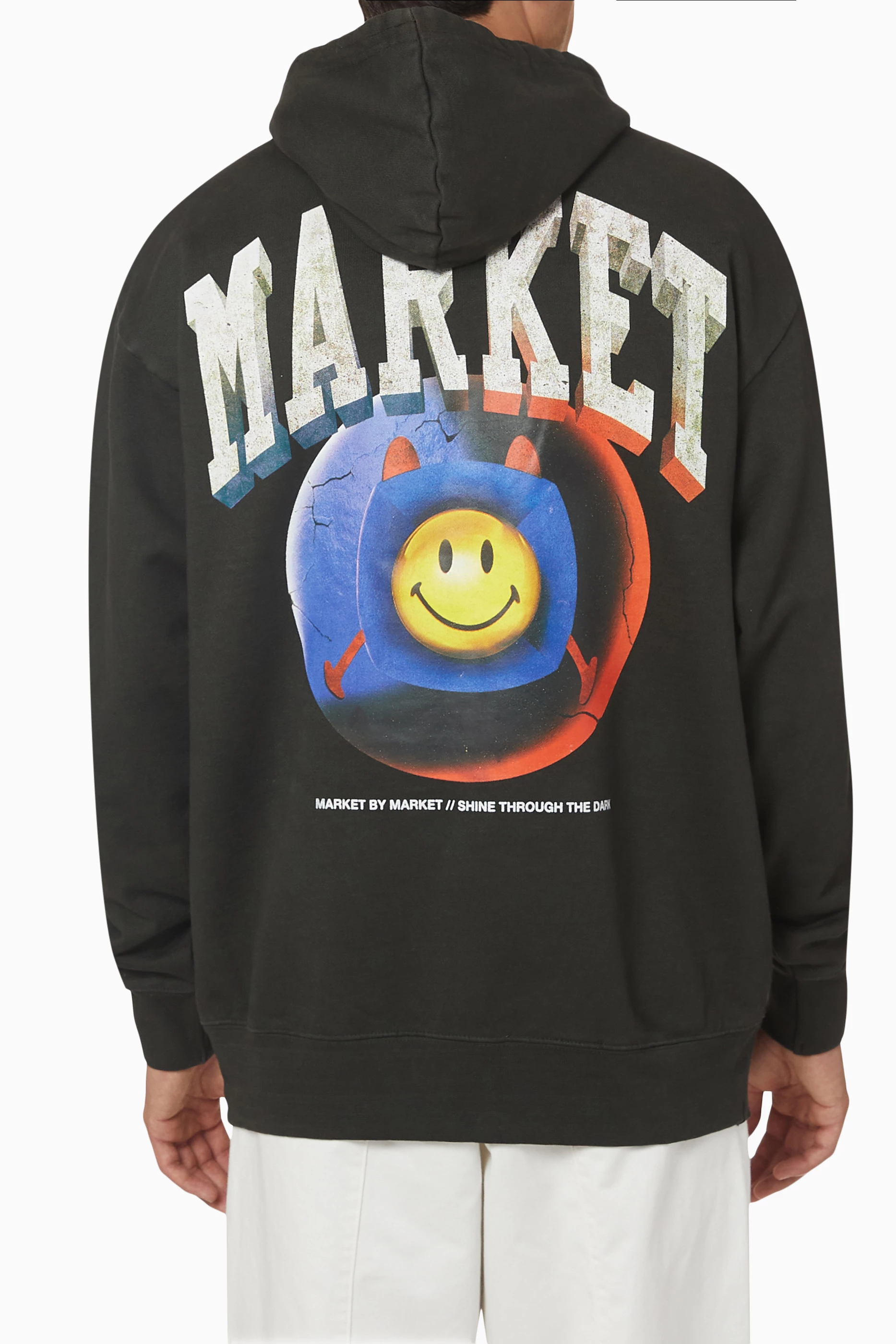 Buy Market Black Smiley Happiness Within Hoodie in Cotton Fleece