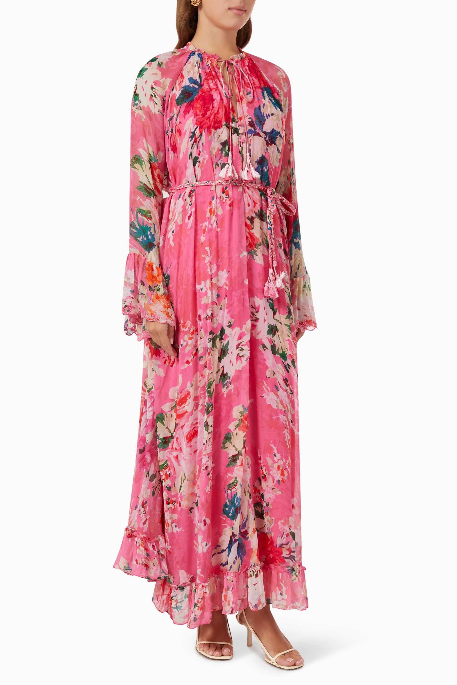 Buy Hemant & Nandita Pink Floral-print Maxi Dress for Women in