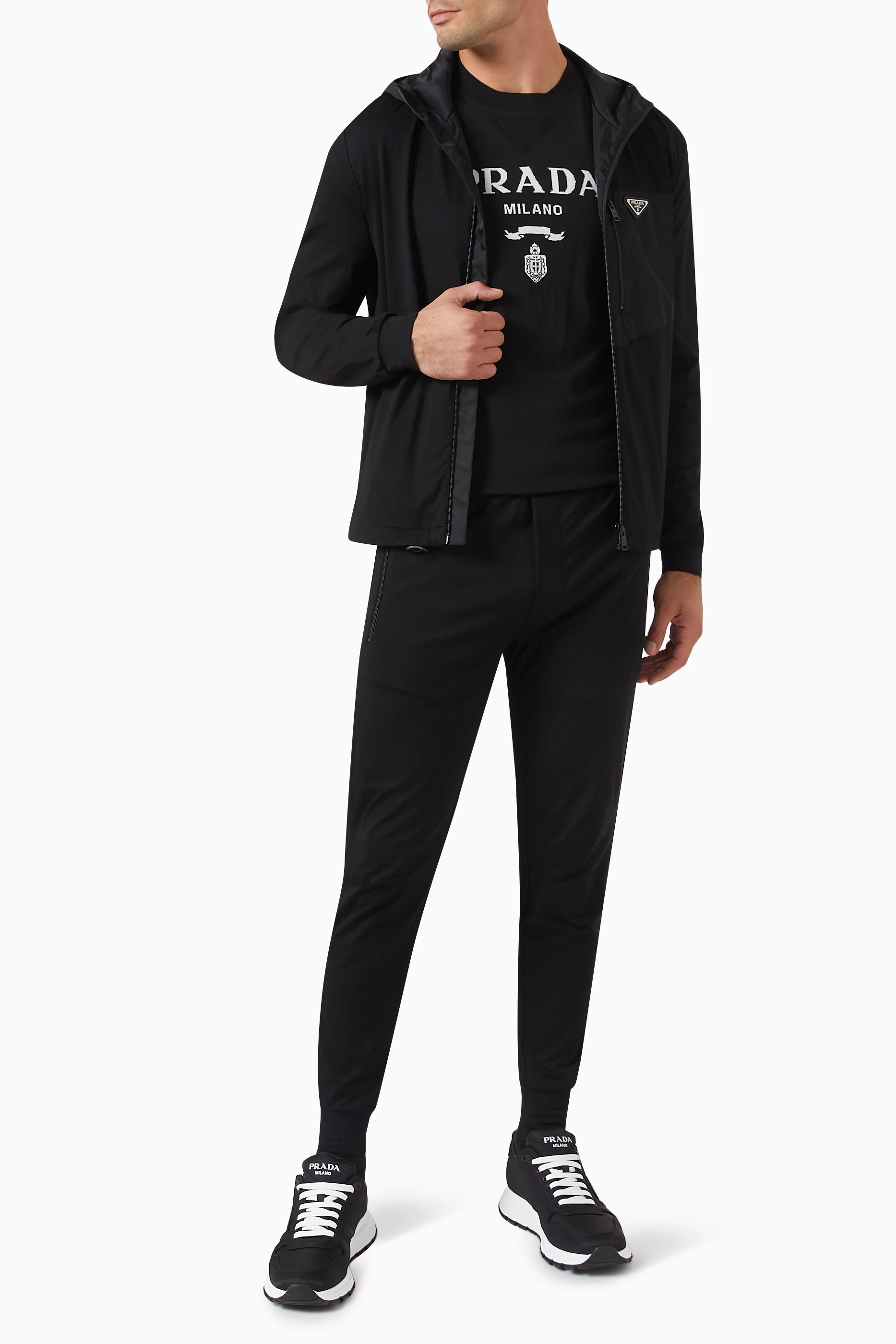 Black prada tracksuit sales