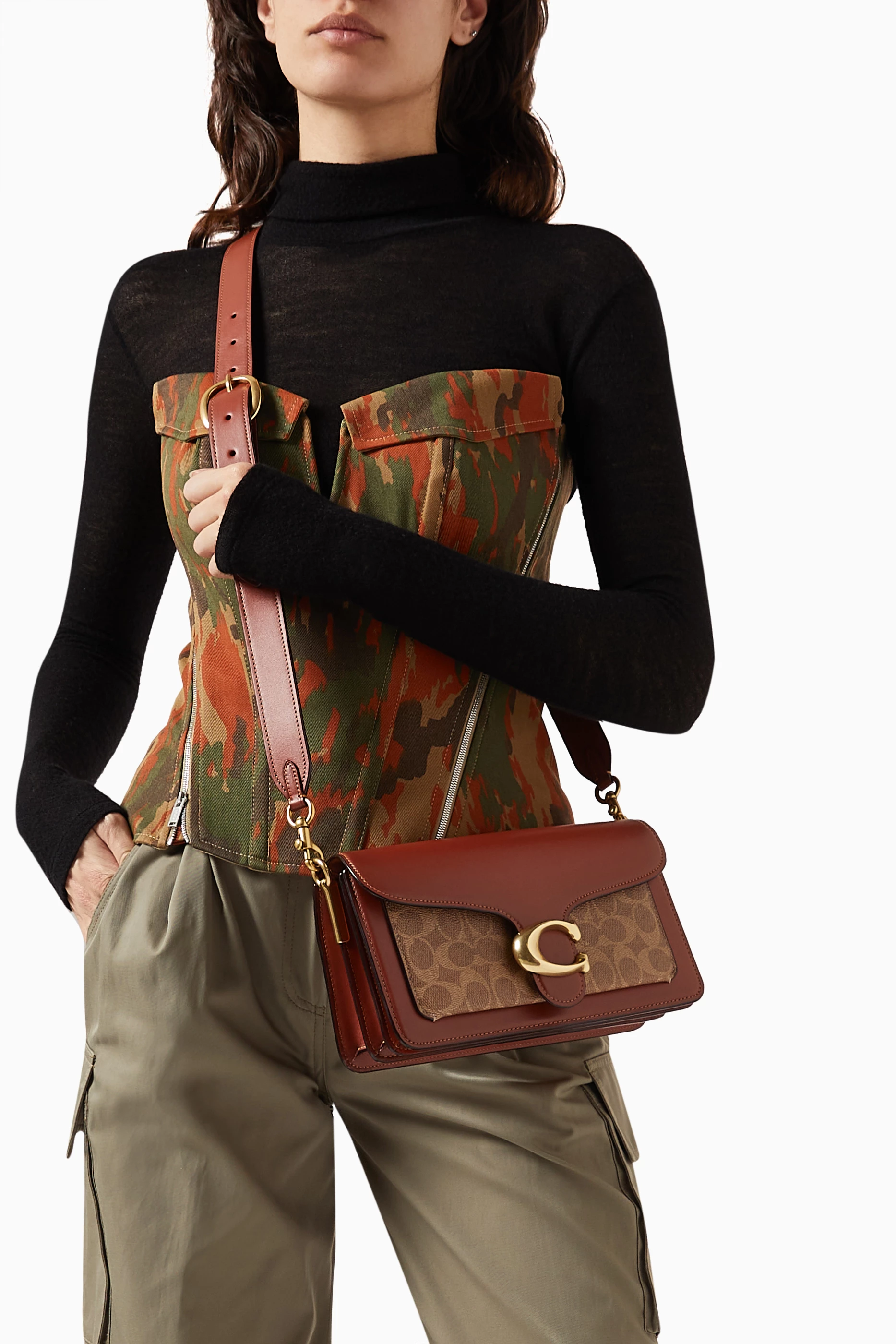 Coach Coated Canvas Signature Tabby Shoulder Bag 26, Tan Rust, One Size:  Handbags