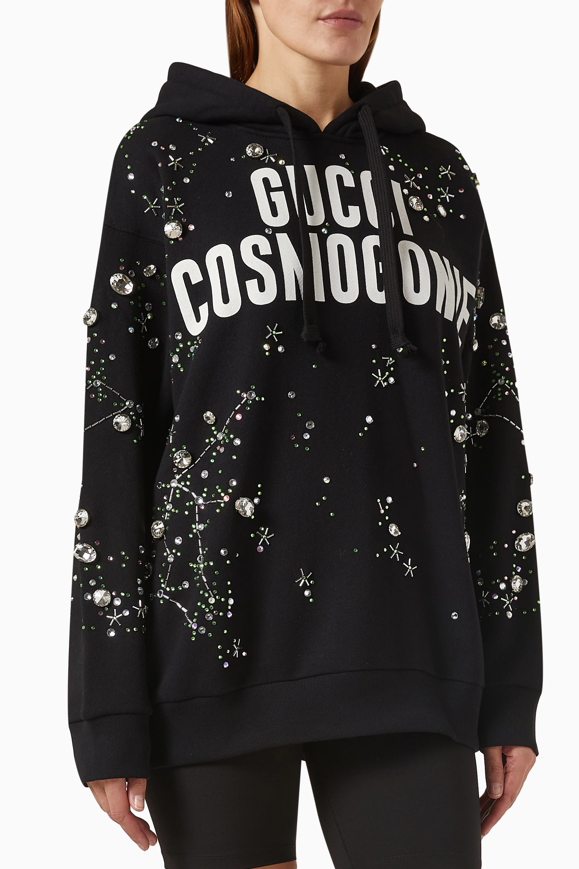 Buy Gucci Black Cosmogonie Hoodie in Felted Cotton Jersey for