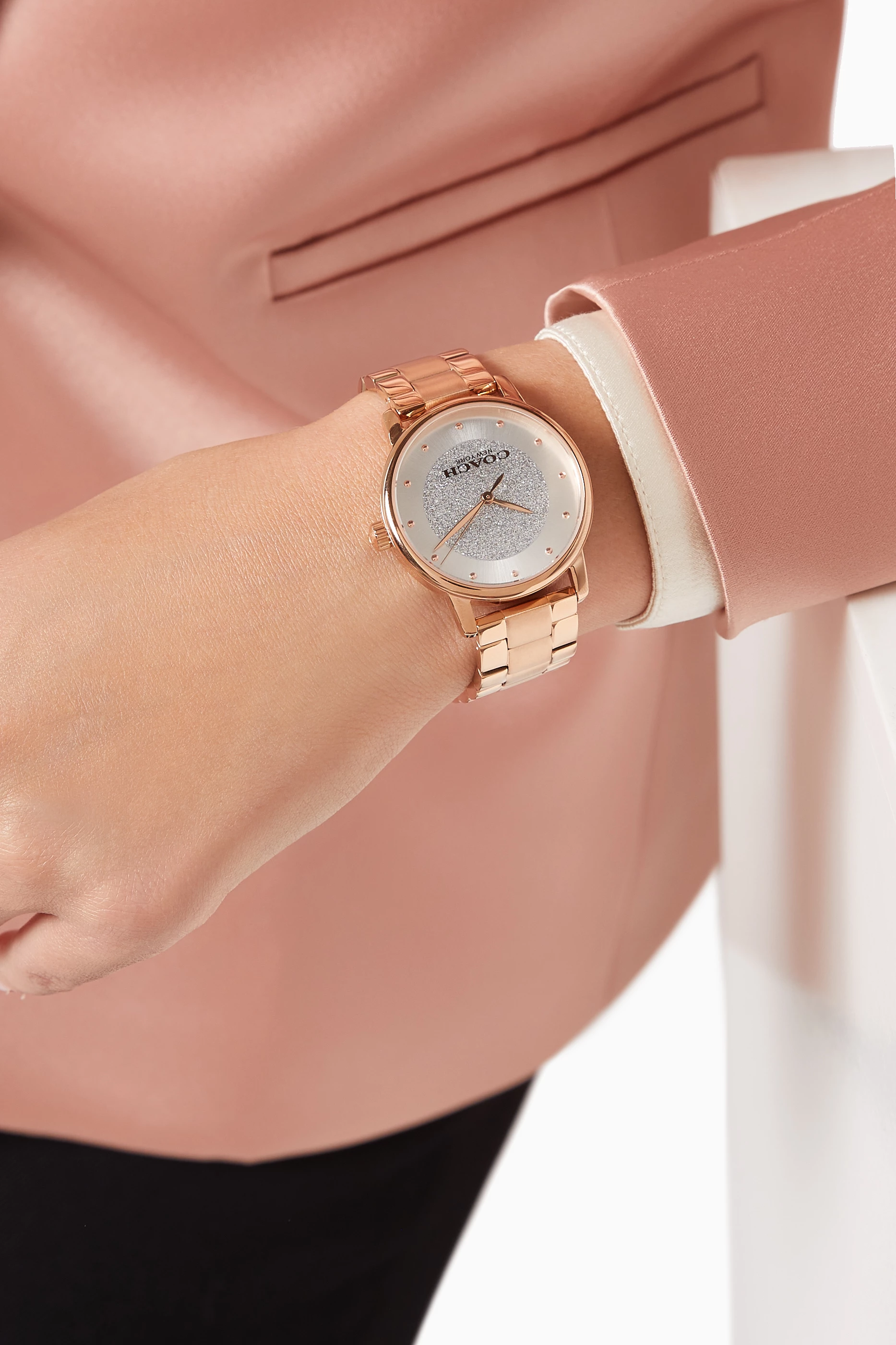 Buy Coach Rose Gold Grand Watch Quartz Steel Watch Bangle Set