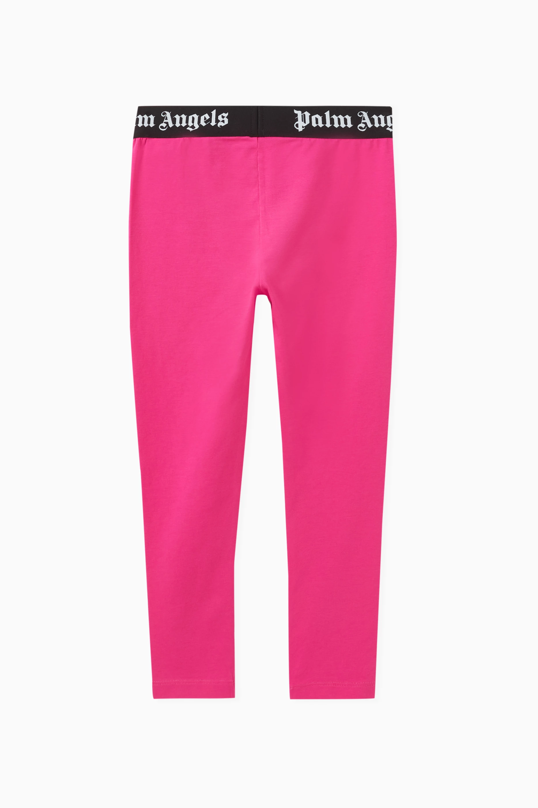 Buy Palm Angels Pink Logo Waistband Leggings in Cotton for Girls