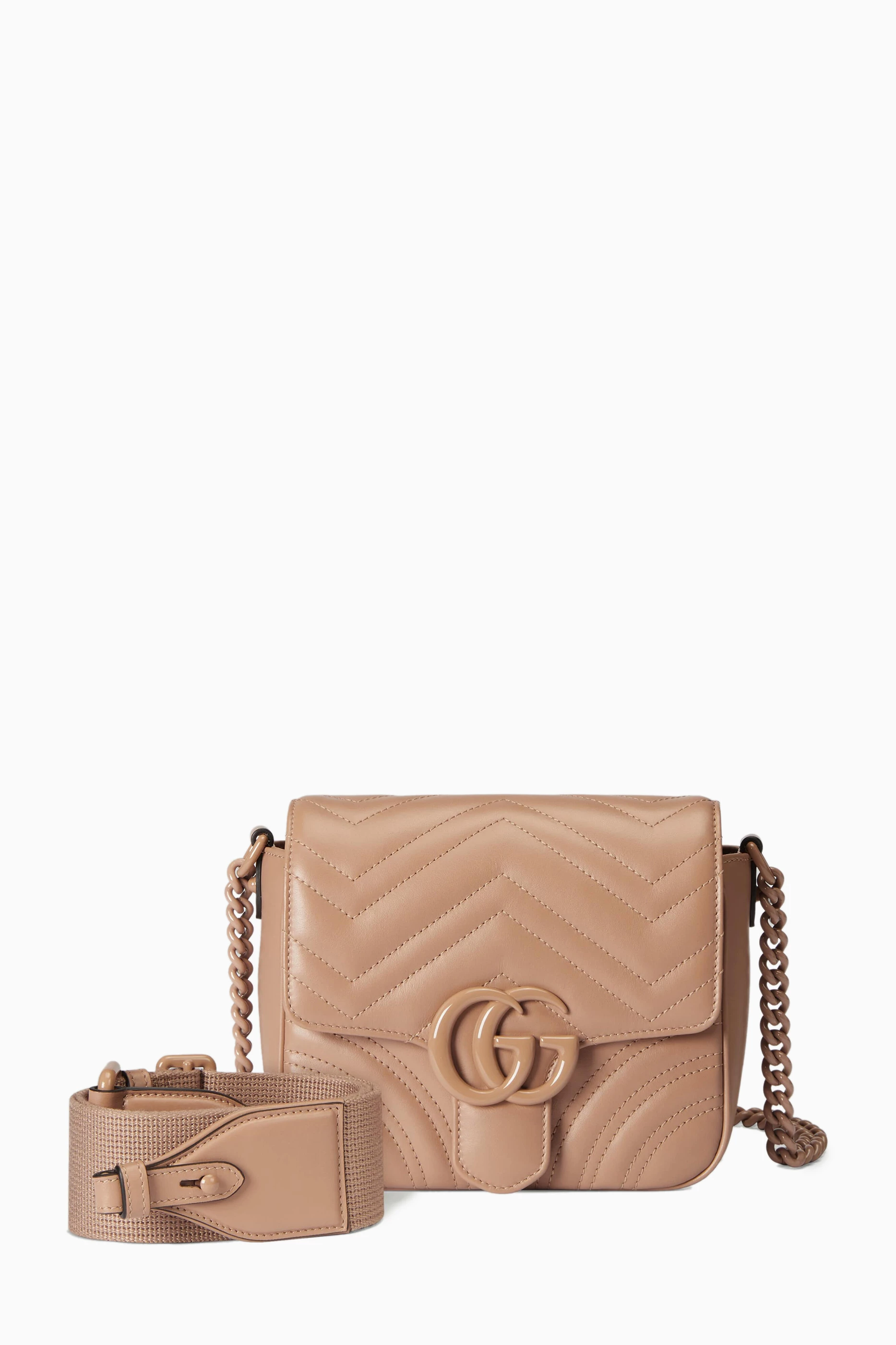 Buy Gucci Neutral Mini GG Marmont Flap Shoulder Bag in