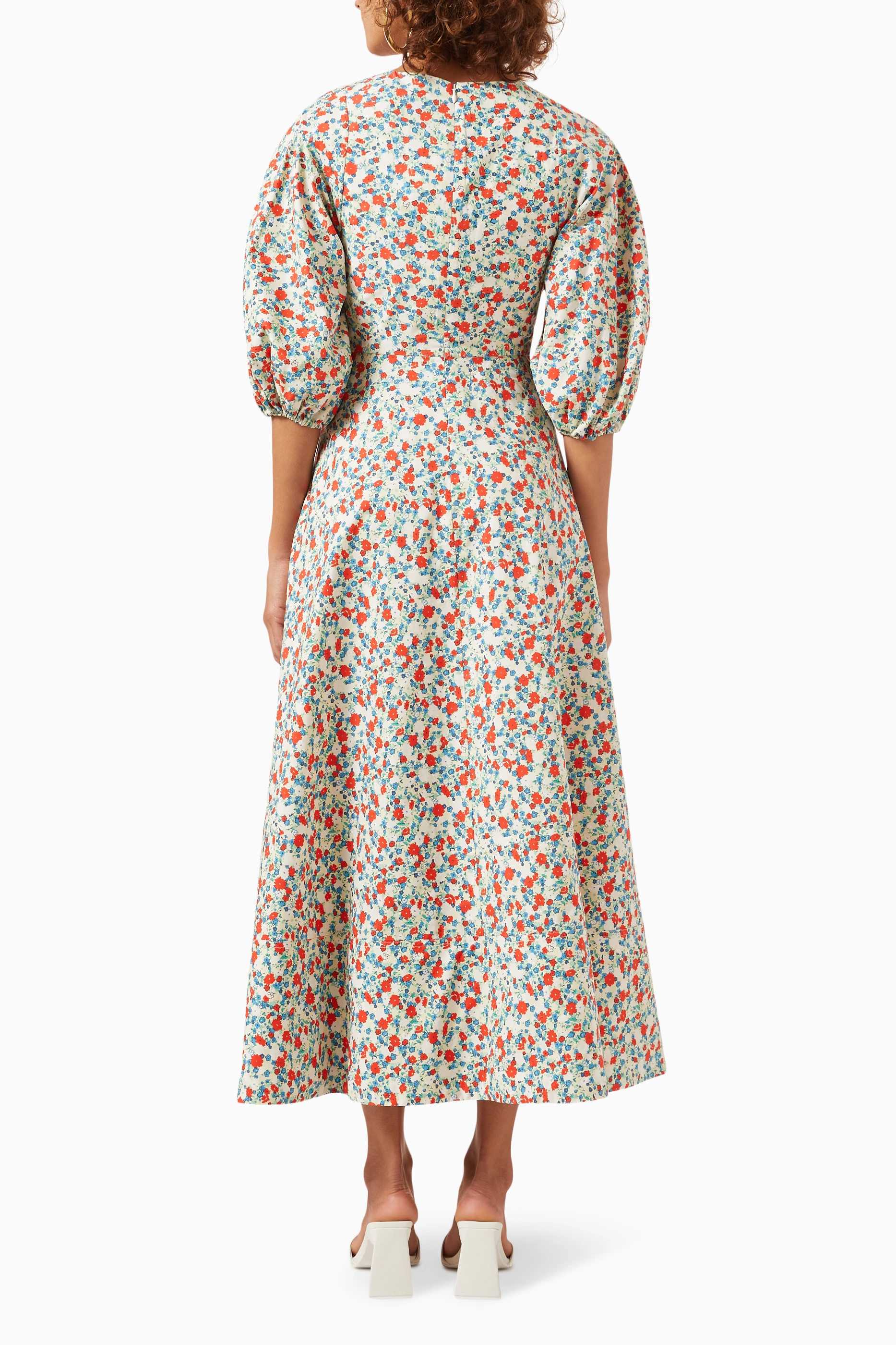 Buy SHONA JOY Multicolour Ulani Short-sleeve Cut-out Midi Dress in
