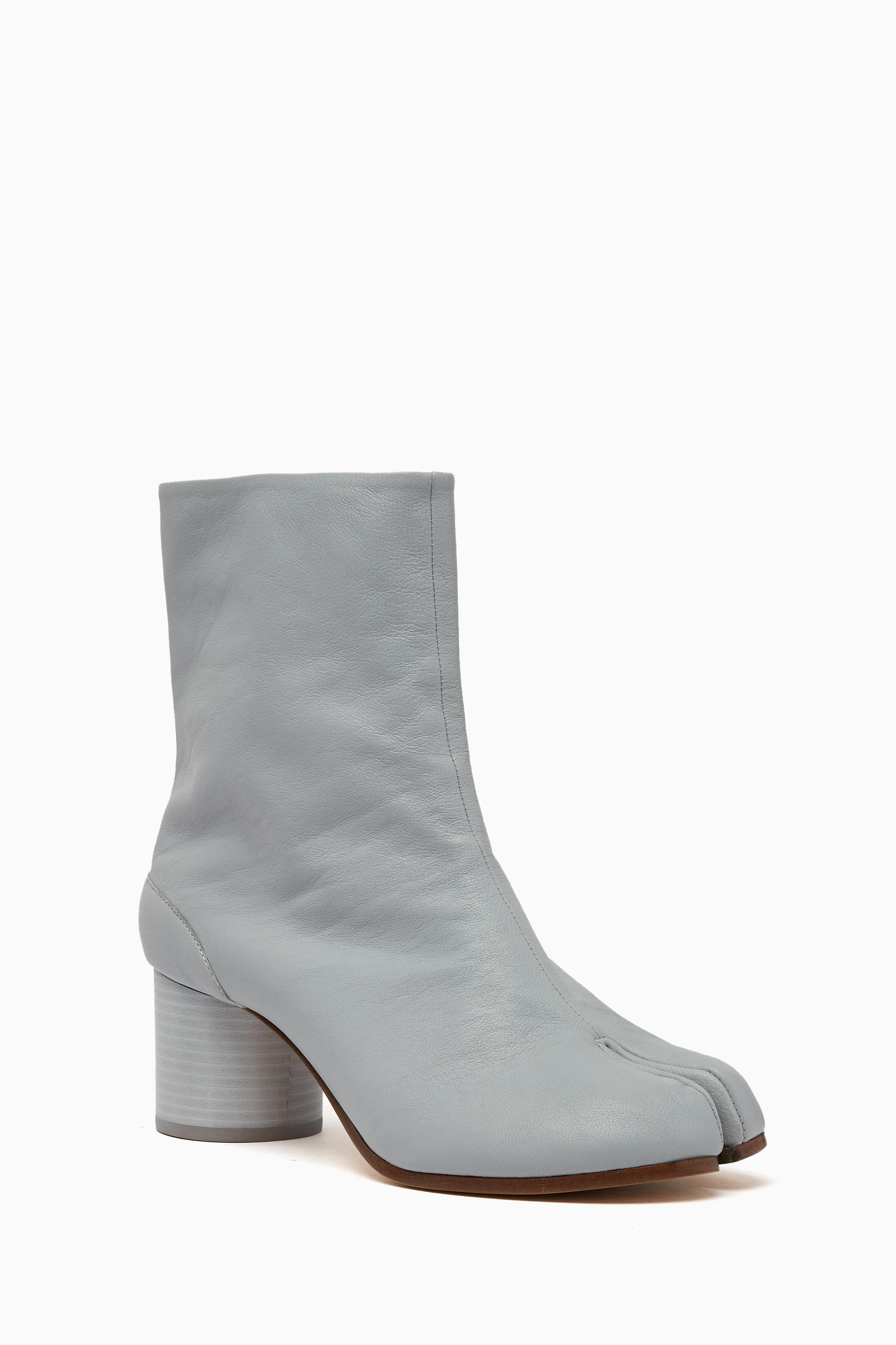 Buy Maison Margiela Blue Tabi 80 Ankle Boots in Leather for Women