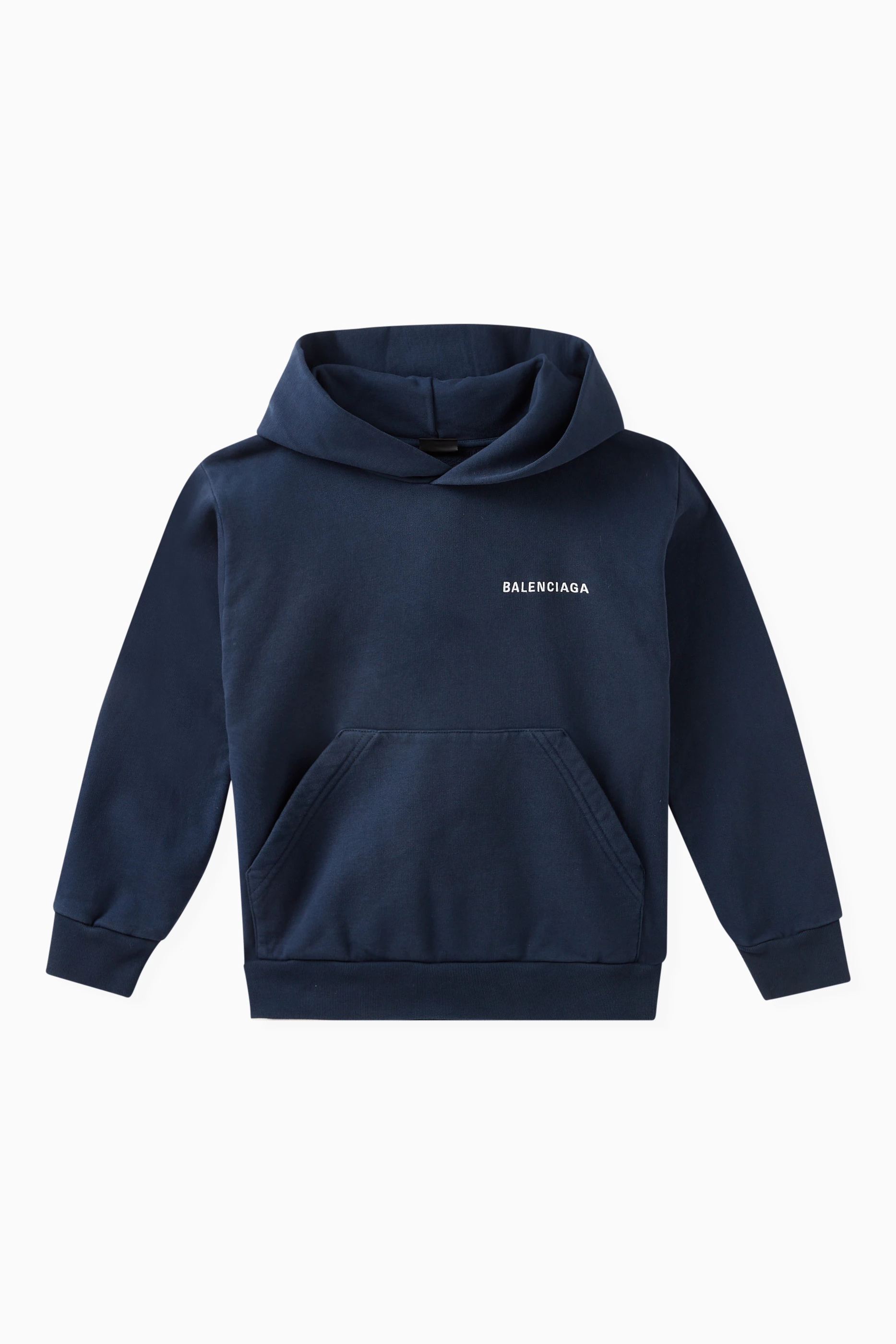 Buy Balenciaga Blue Logo Hoodie in Cotton jersey for UNISEX in