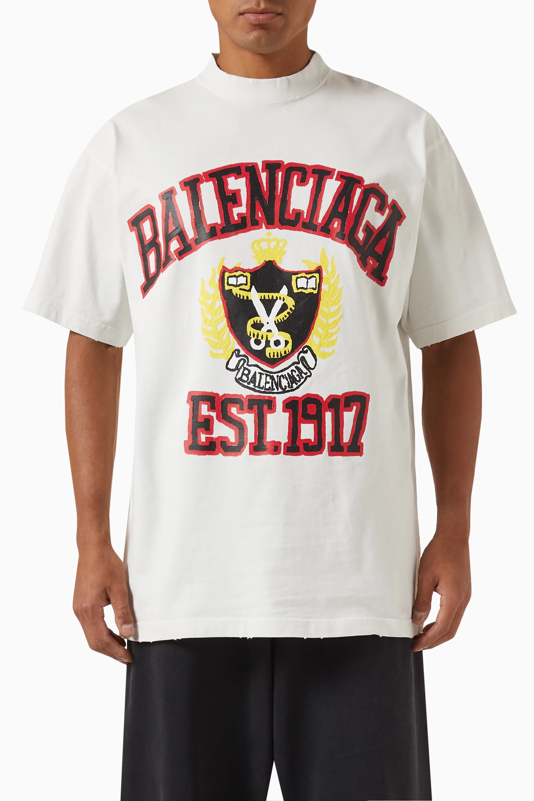 Buy Balenciaga White DIY College Logo-print T-shirt in Vintage ...