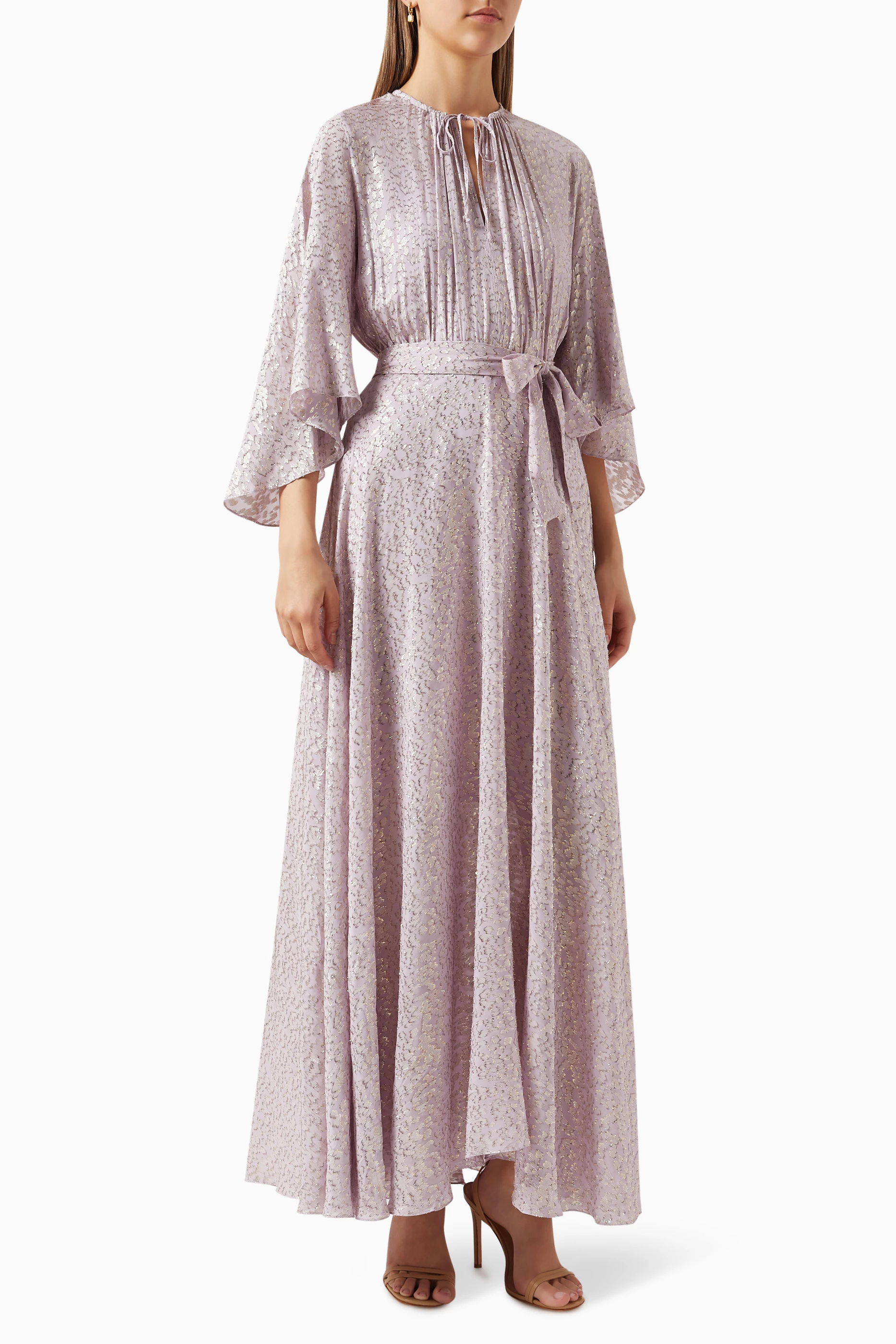 Buy Maje Purple Rimexa Pleated Maxi Dress in Lurex blend for Women