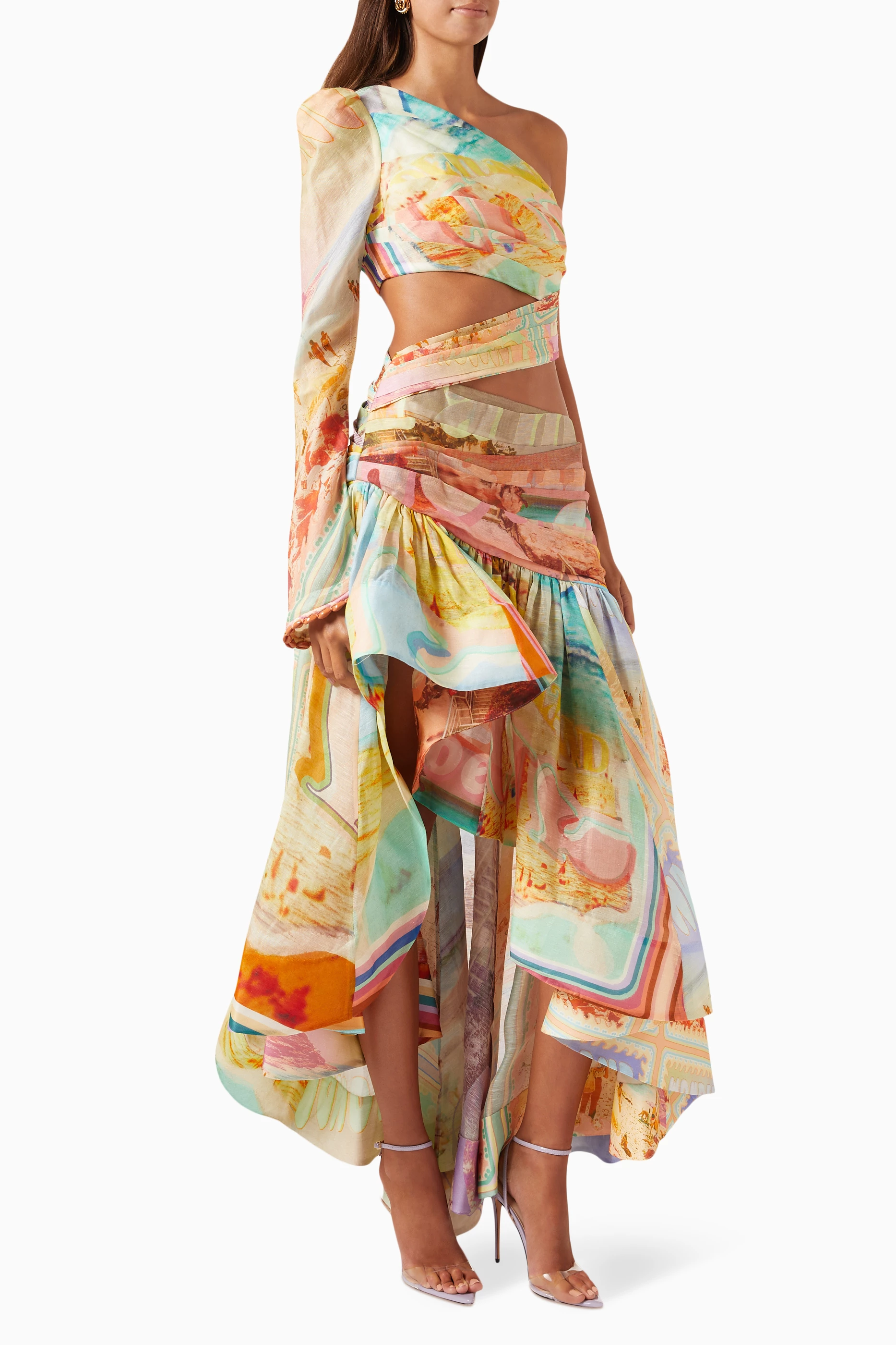 Zimmermann one shoulder silk dress sales