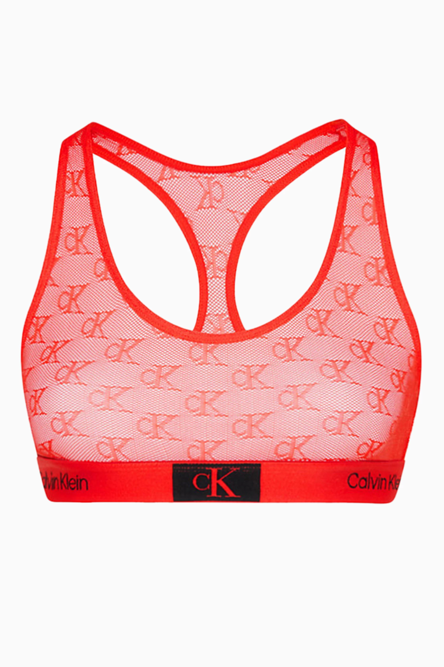 Buy Calvin Klein Red 1996 Logo Sports Bra in Lace for Women in