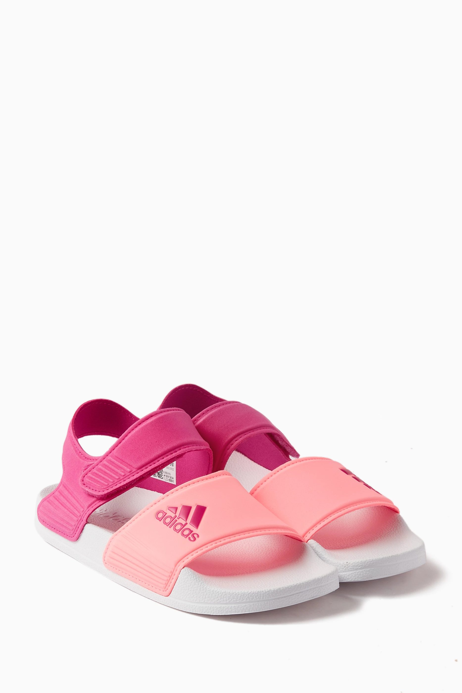Girls pink adidas slides sale