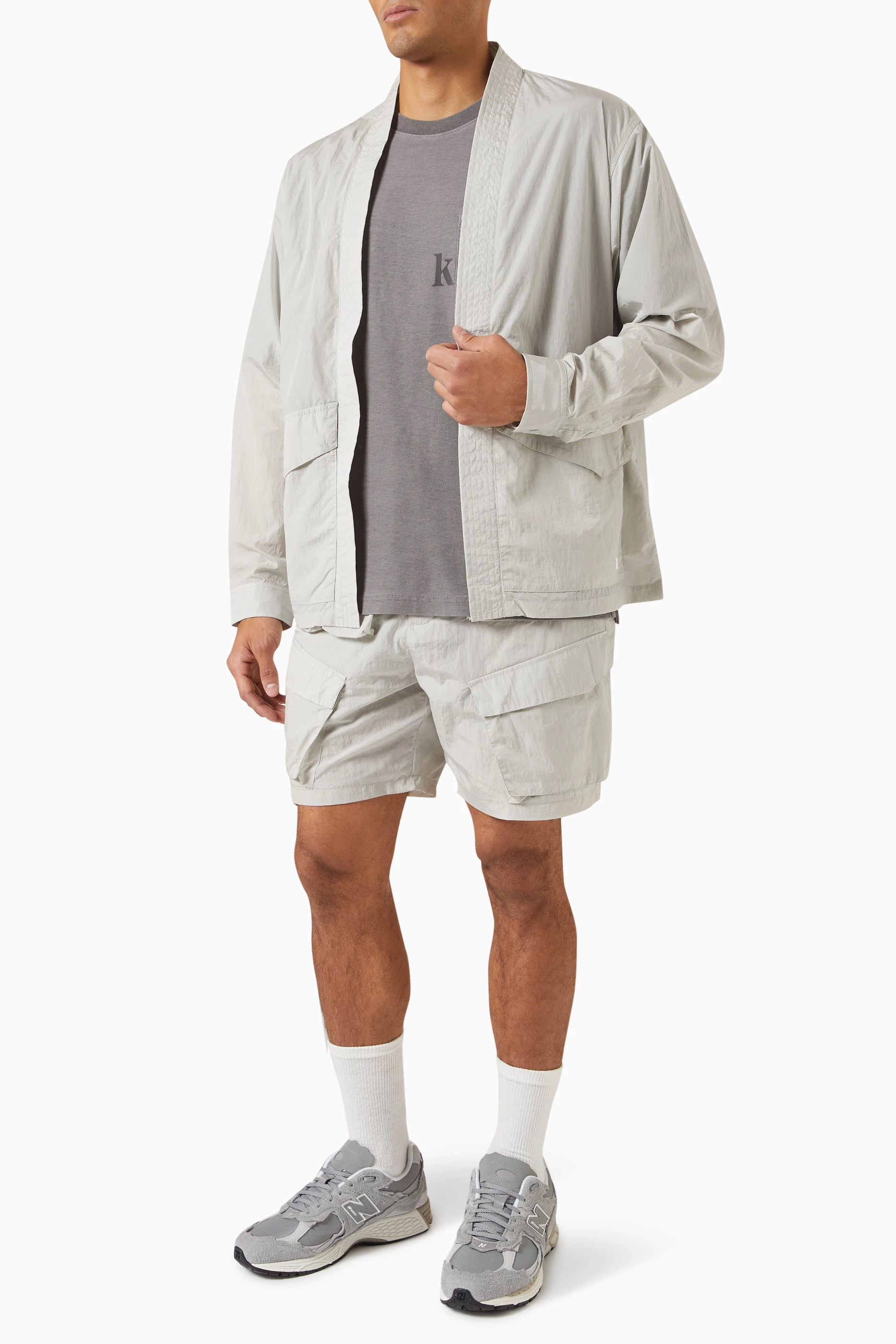 Buy Kith Grey Fulton Kimono Track Jacket in Wrinkle Nylon for MEN