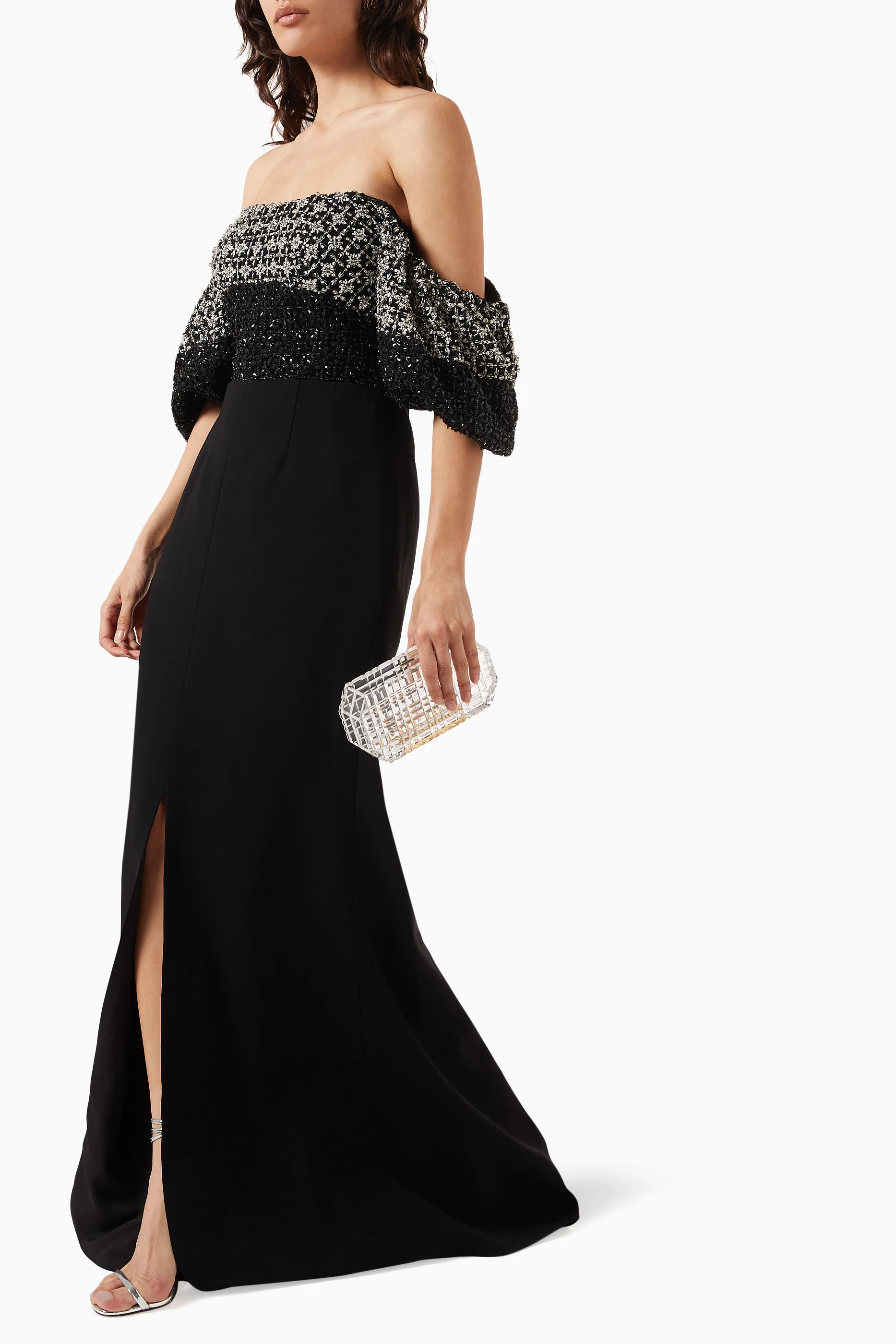 Coast black suze bardot maxi dress top