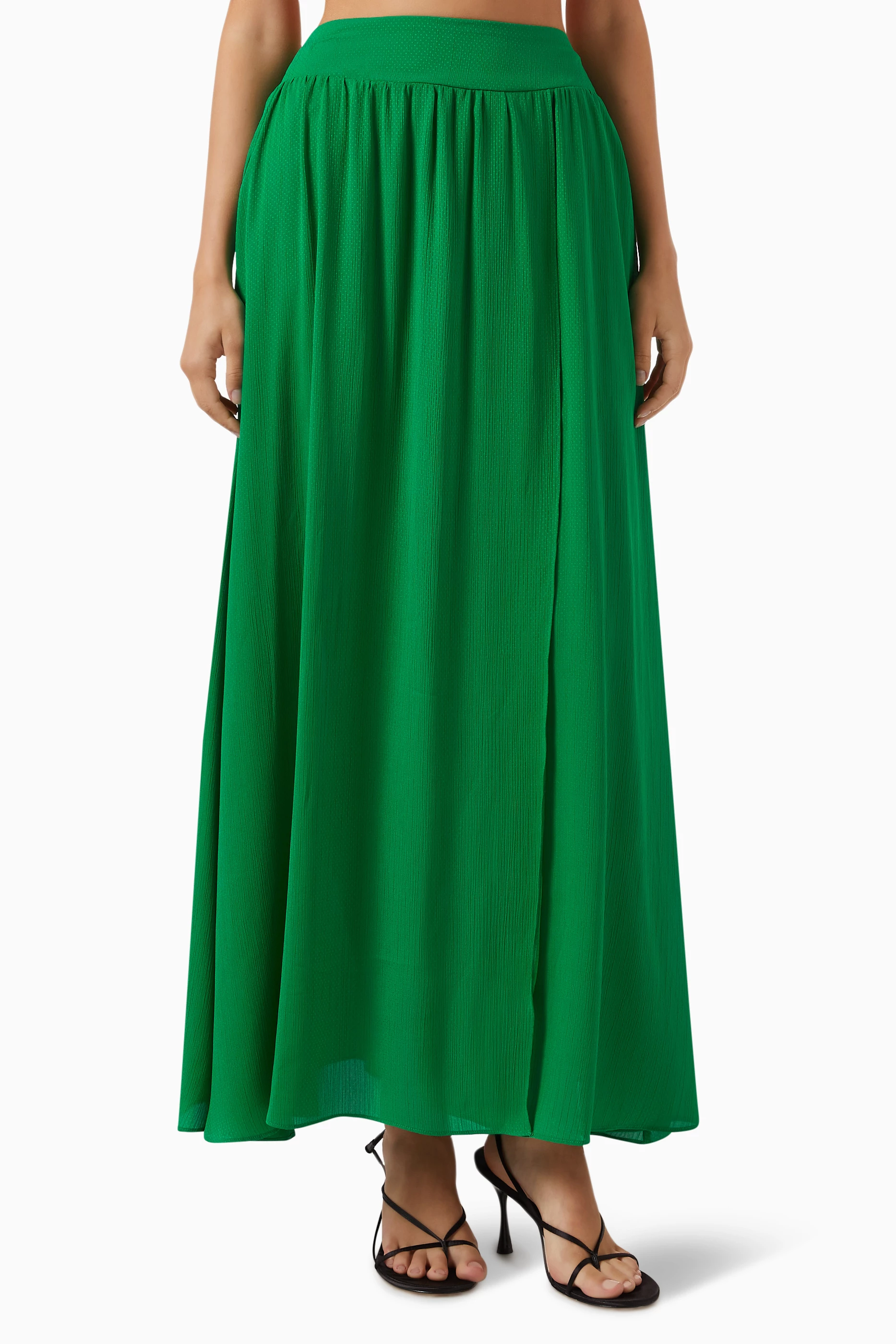 Green color maxi skirt hotsell