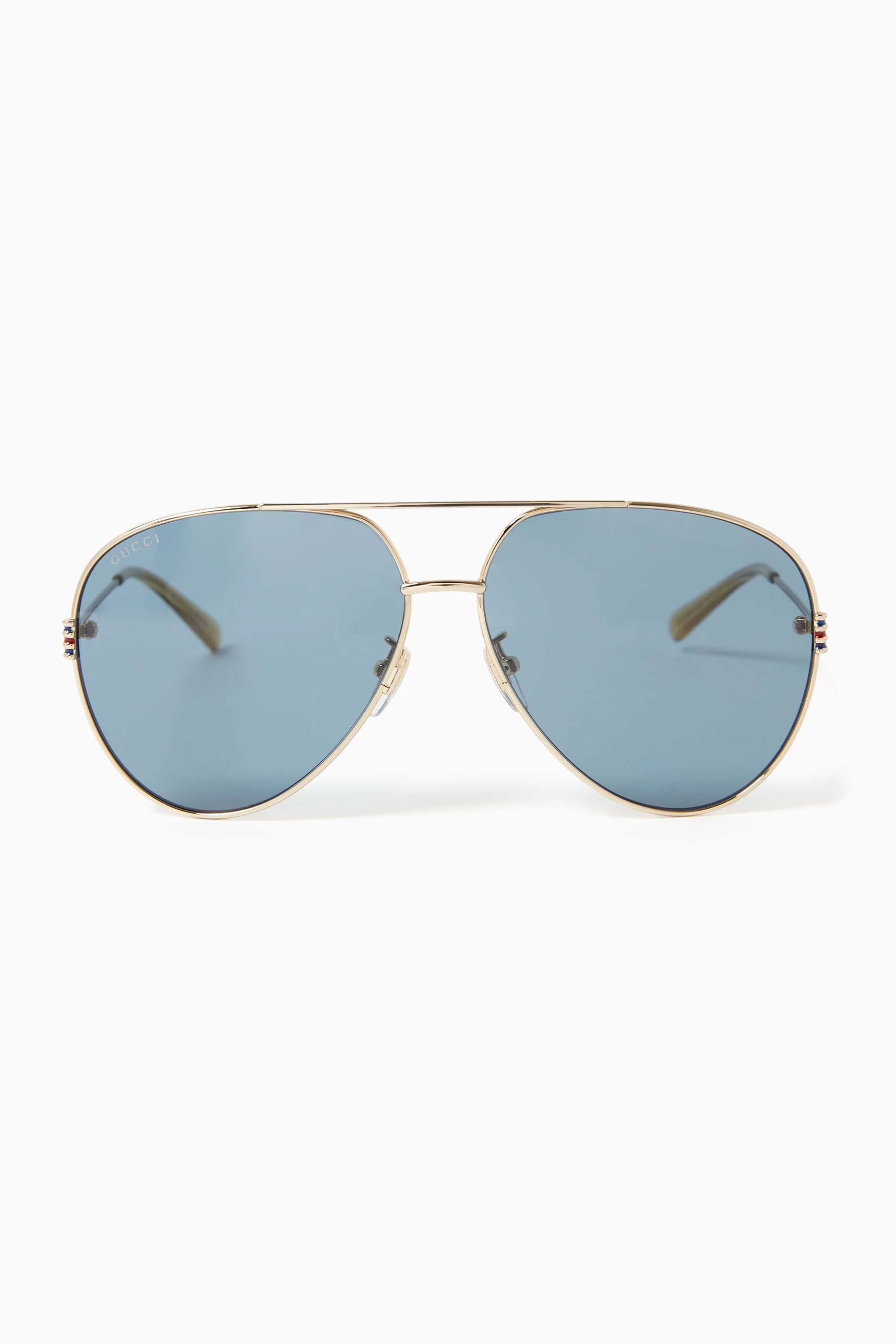 Buy Gucci Gold Aviator Sunglasses in Metal for Women in Saudi Ounass