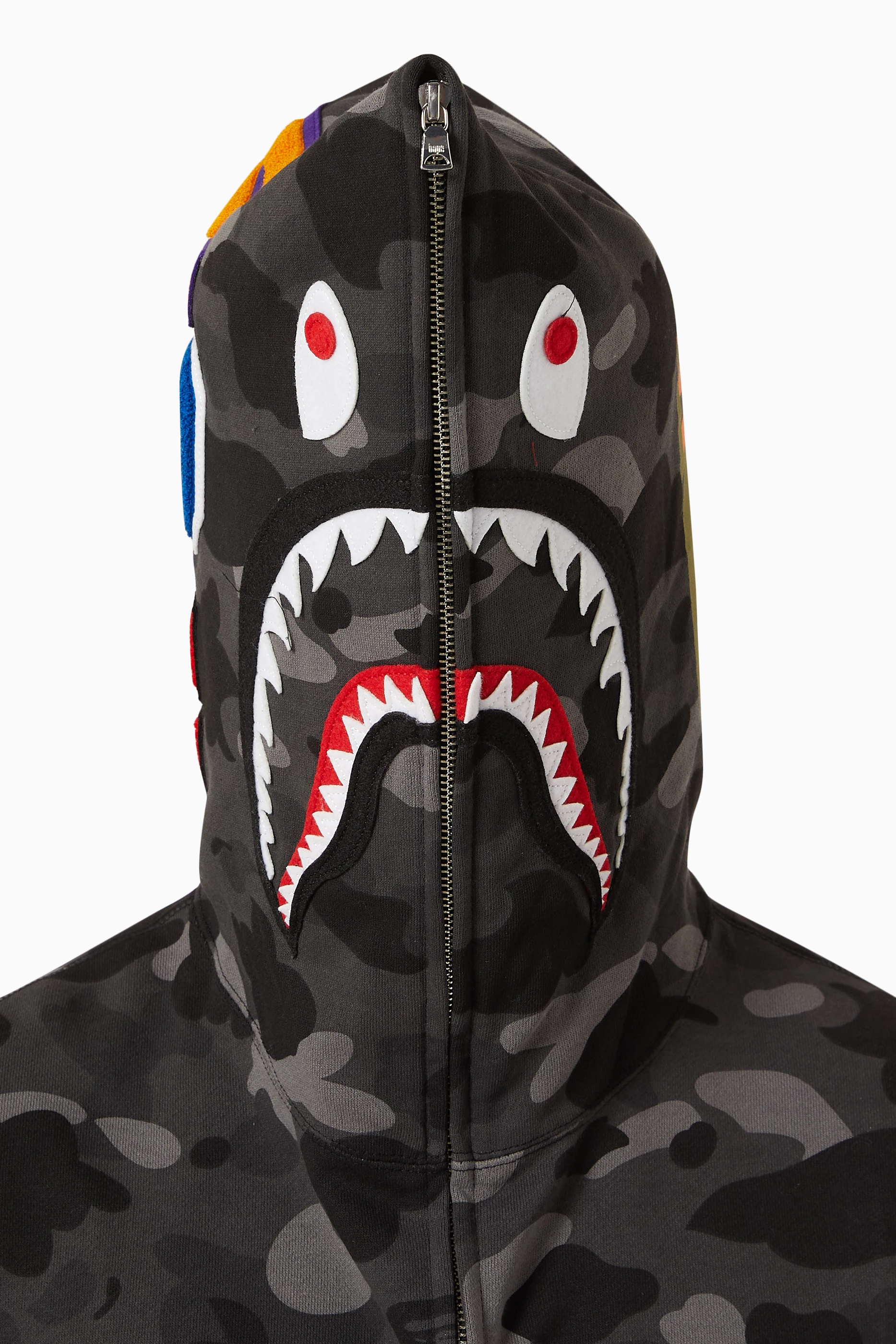 Buy A Bathing Ape Black Color Camo Shark Hoodie in Cotton for Men