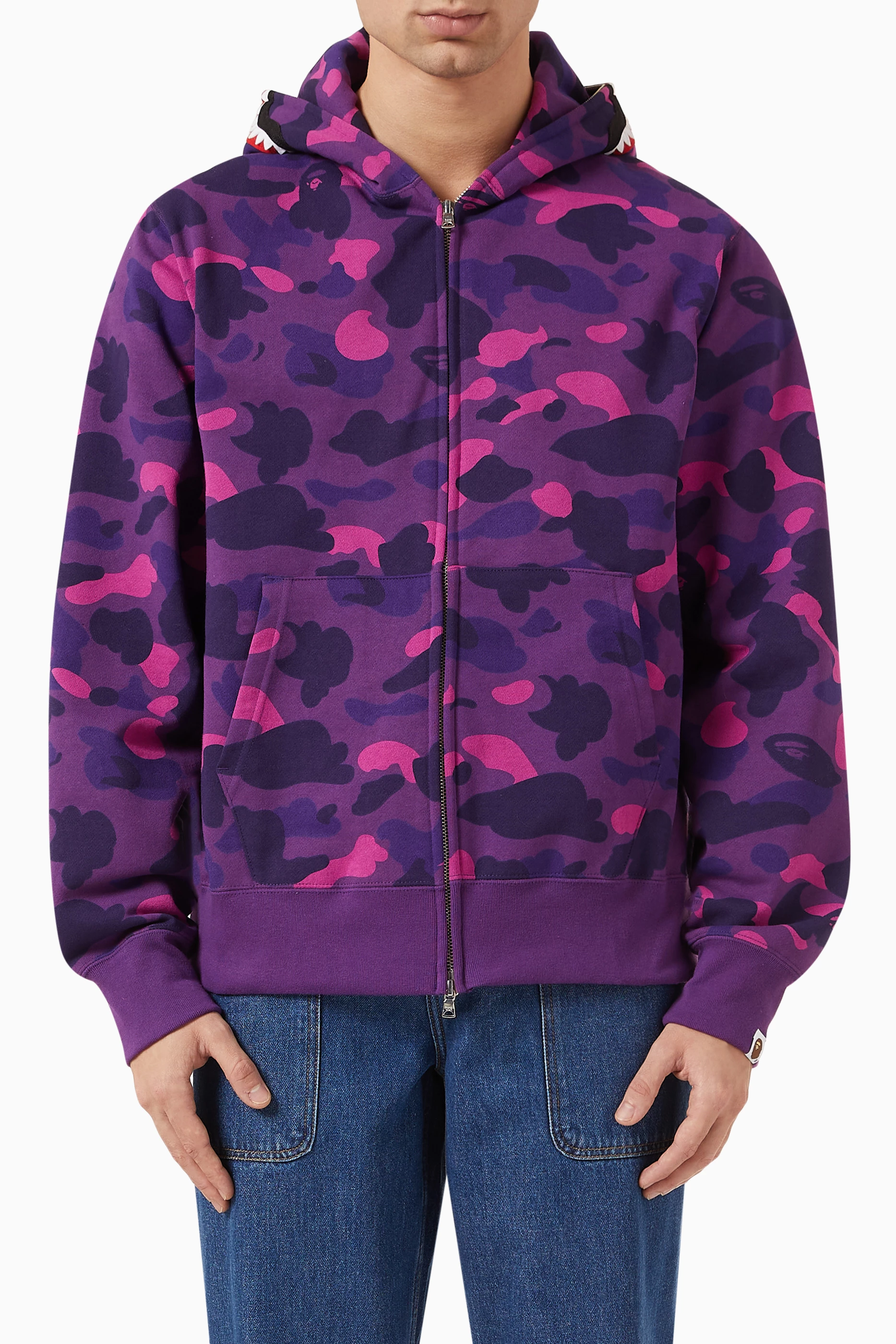 Purple camo bape jacket outlet